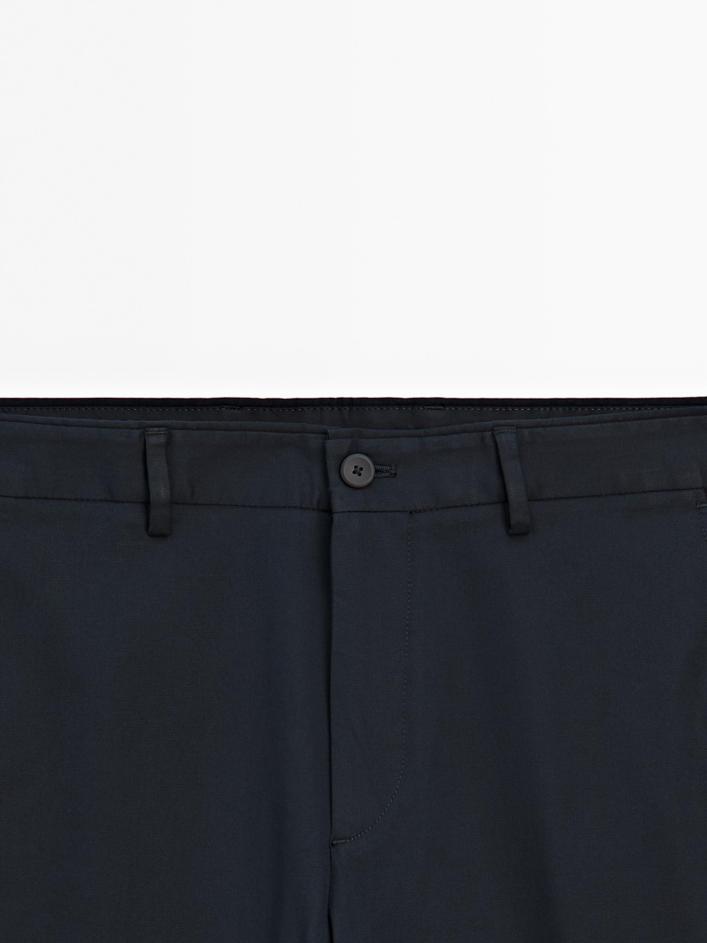 Cotton blend tapered fit trousers