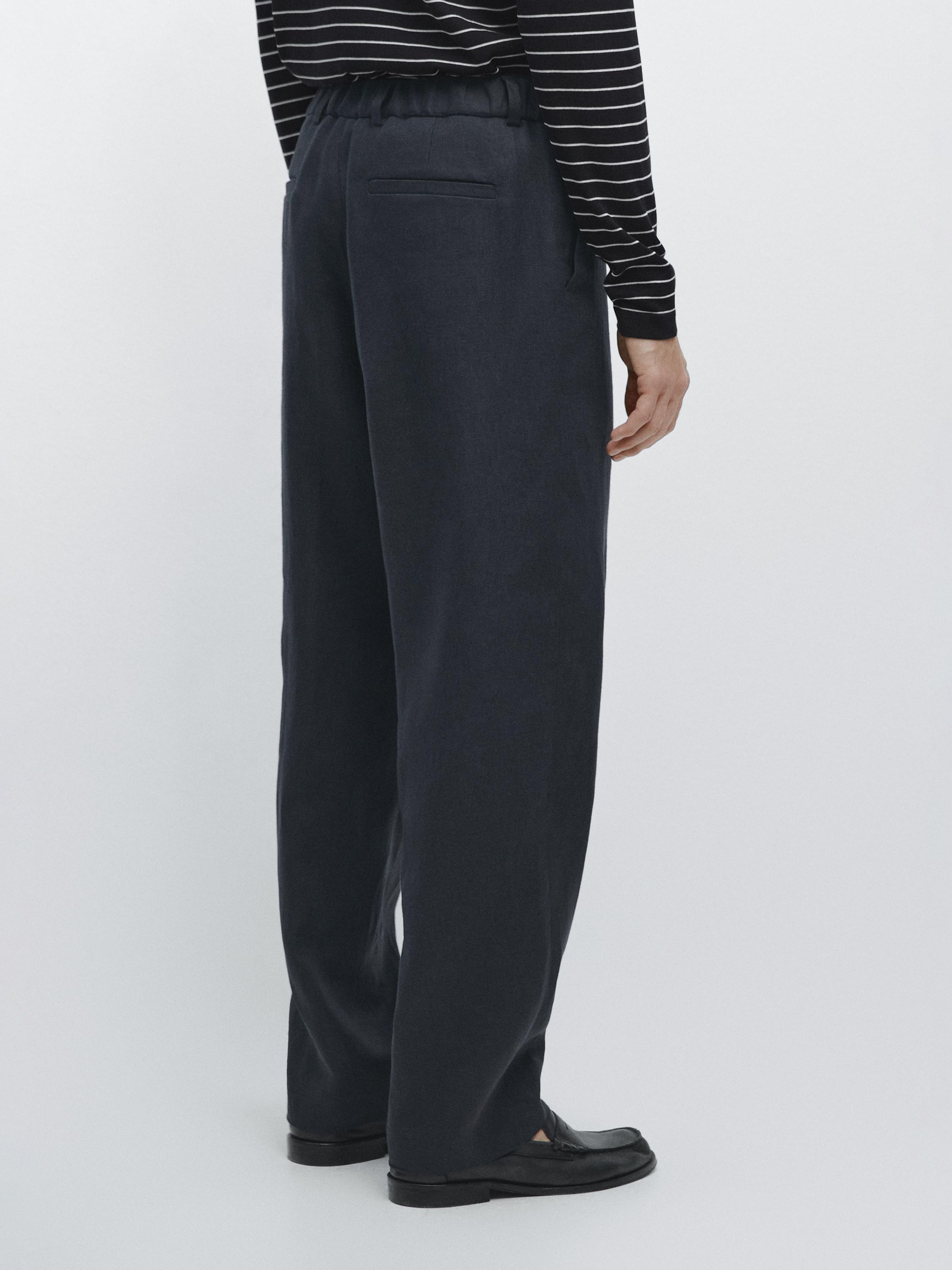 Lightweight 100% linen trousers — NAVY BLUE