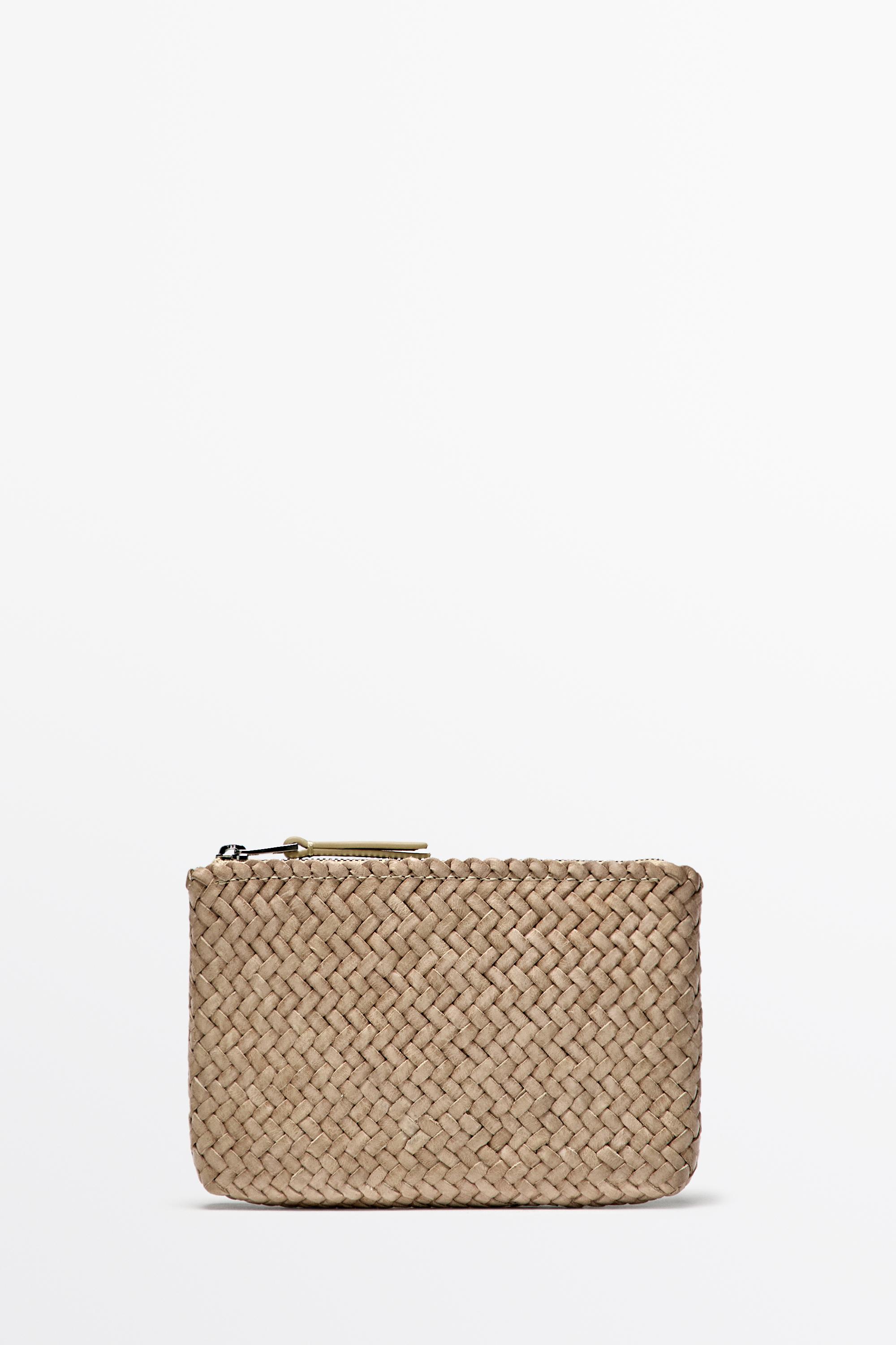 Braided nappa leather pouch bag — CREAM