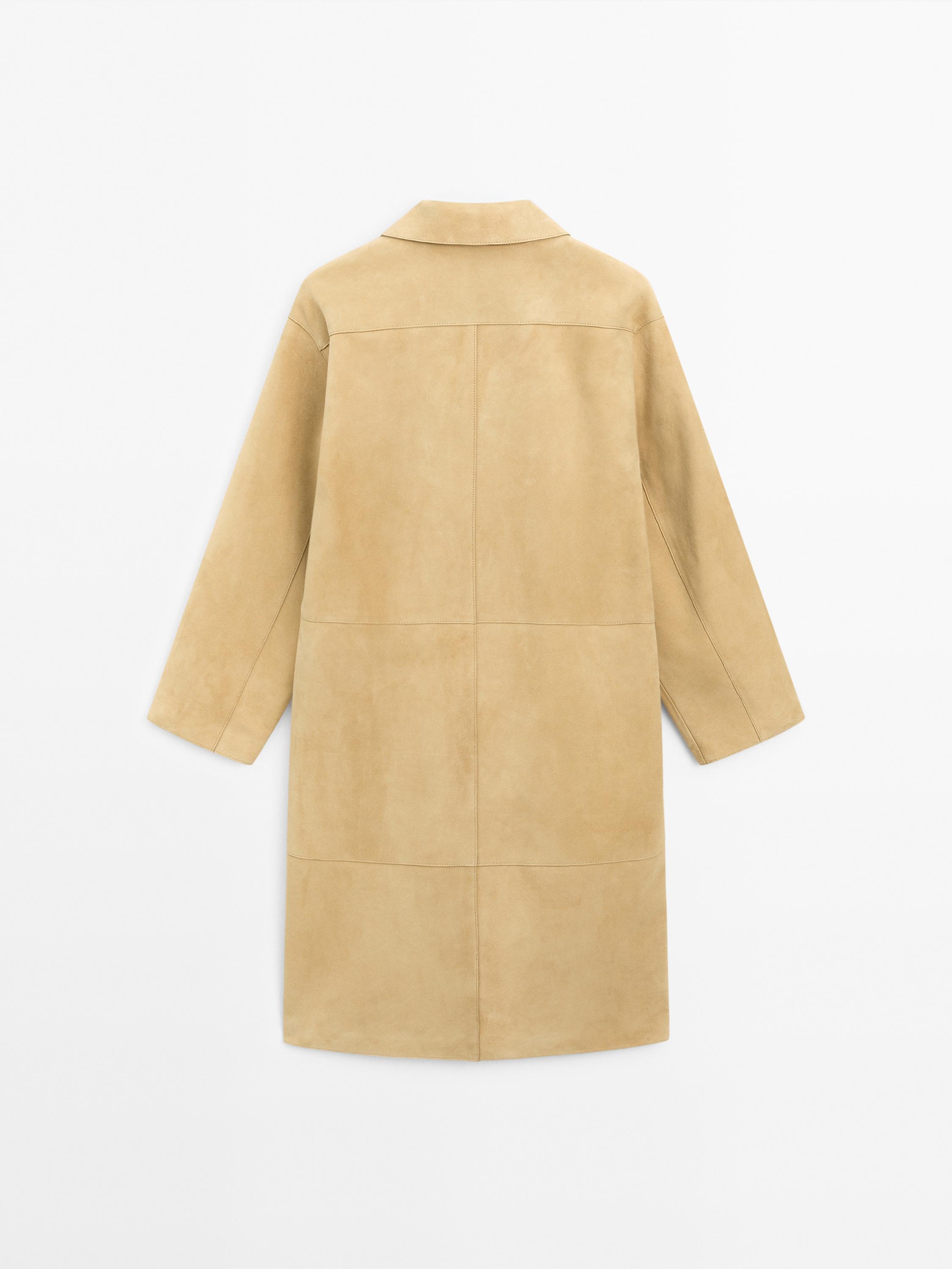 Long suede leather coat