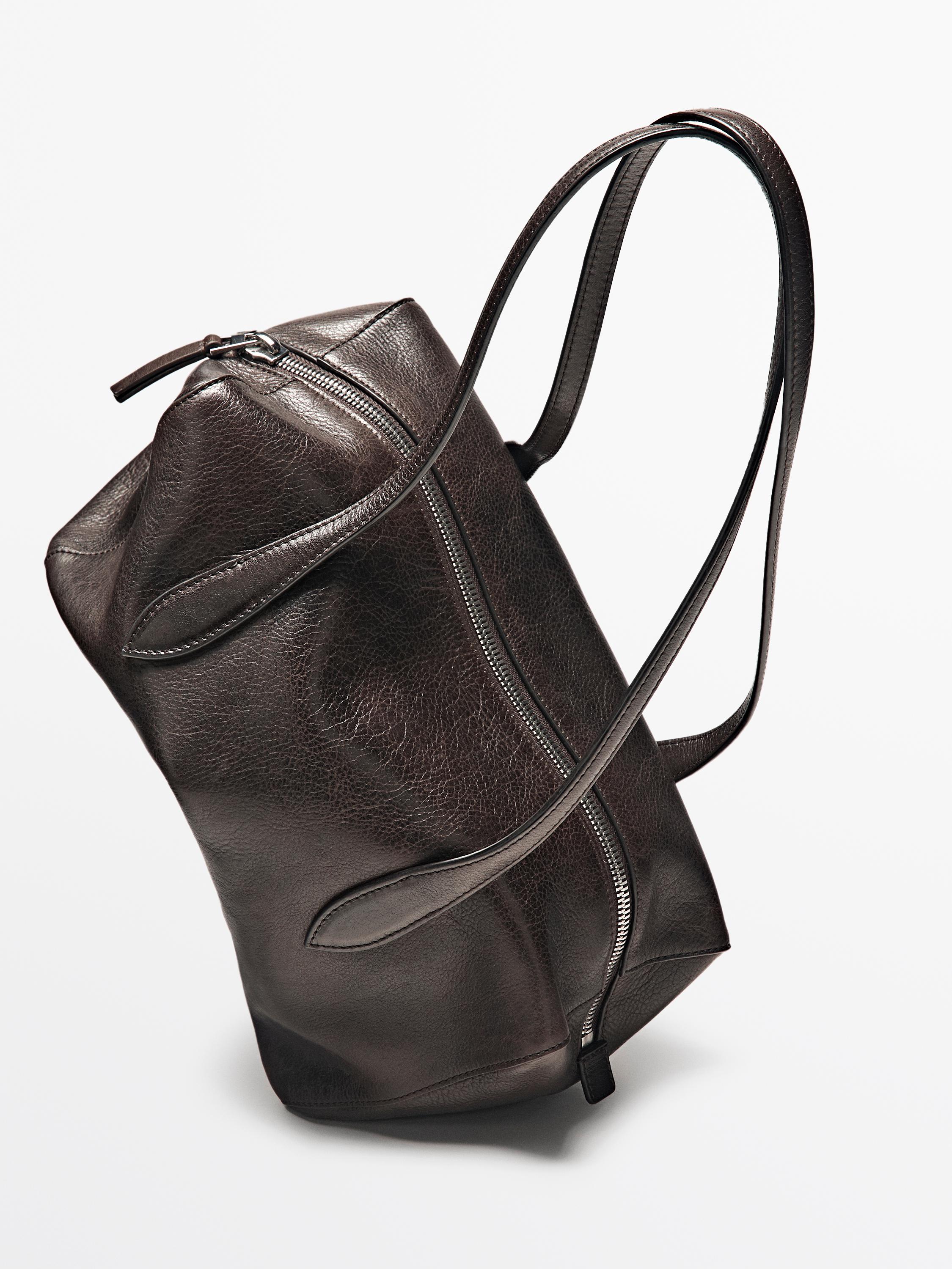 Nappa leather west satchel bag — BROWN