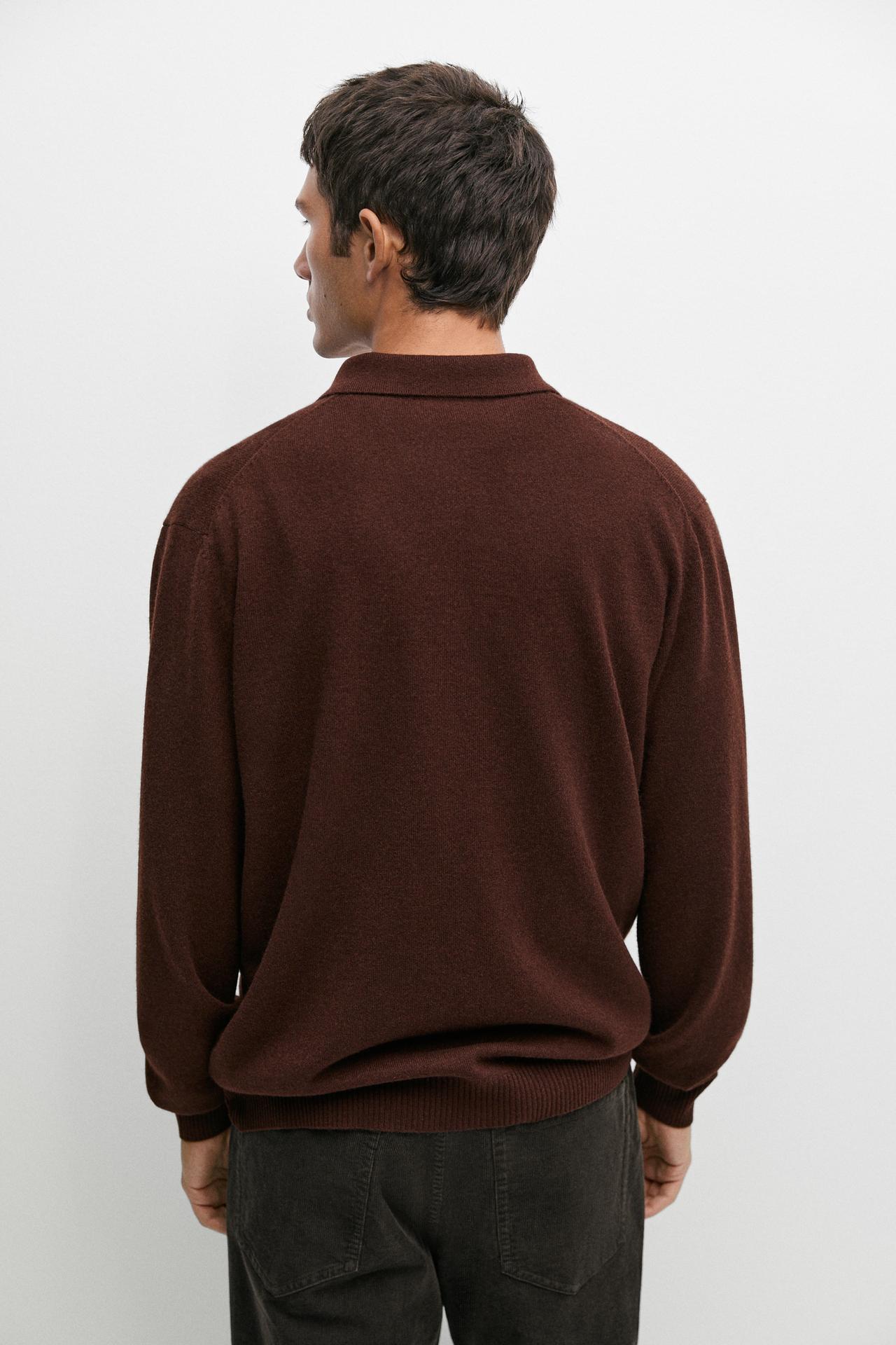 Wool blend polo sweater — BRANDY