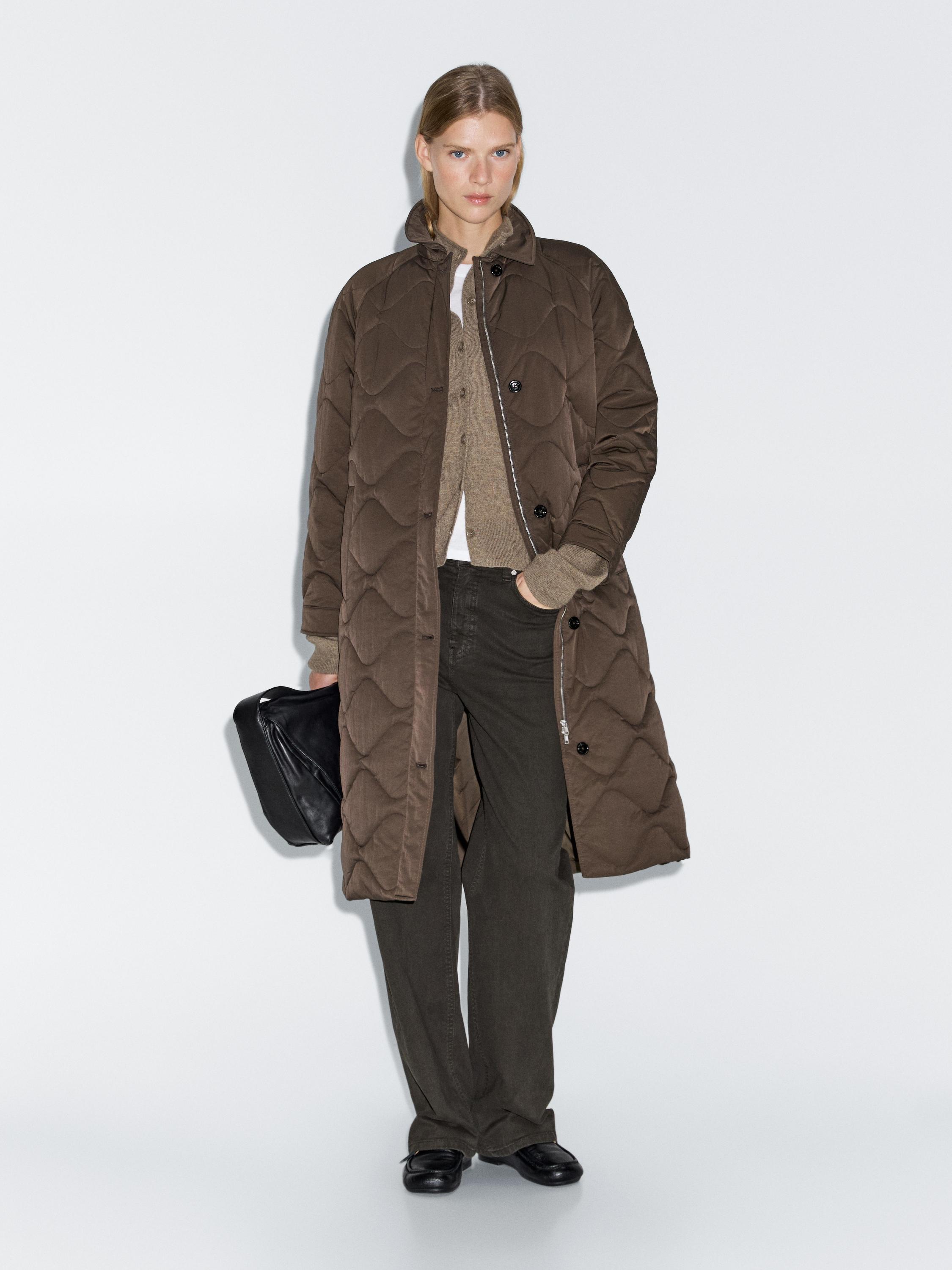 Long water-repellent puffer jacket