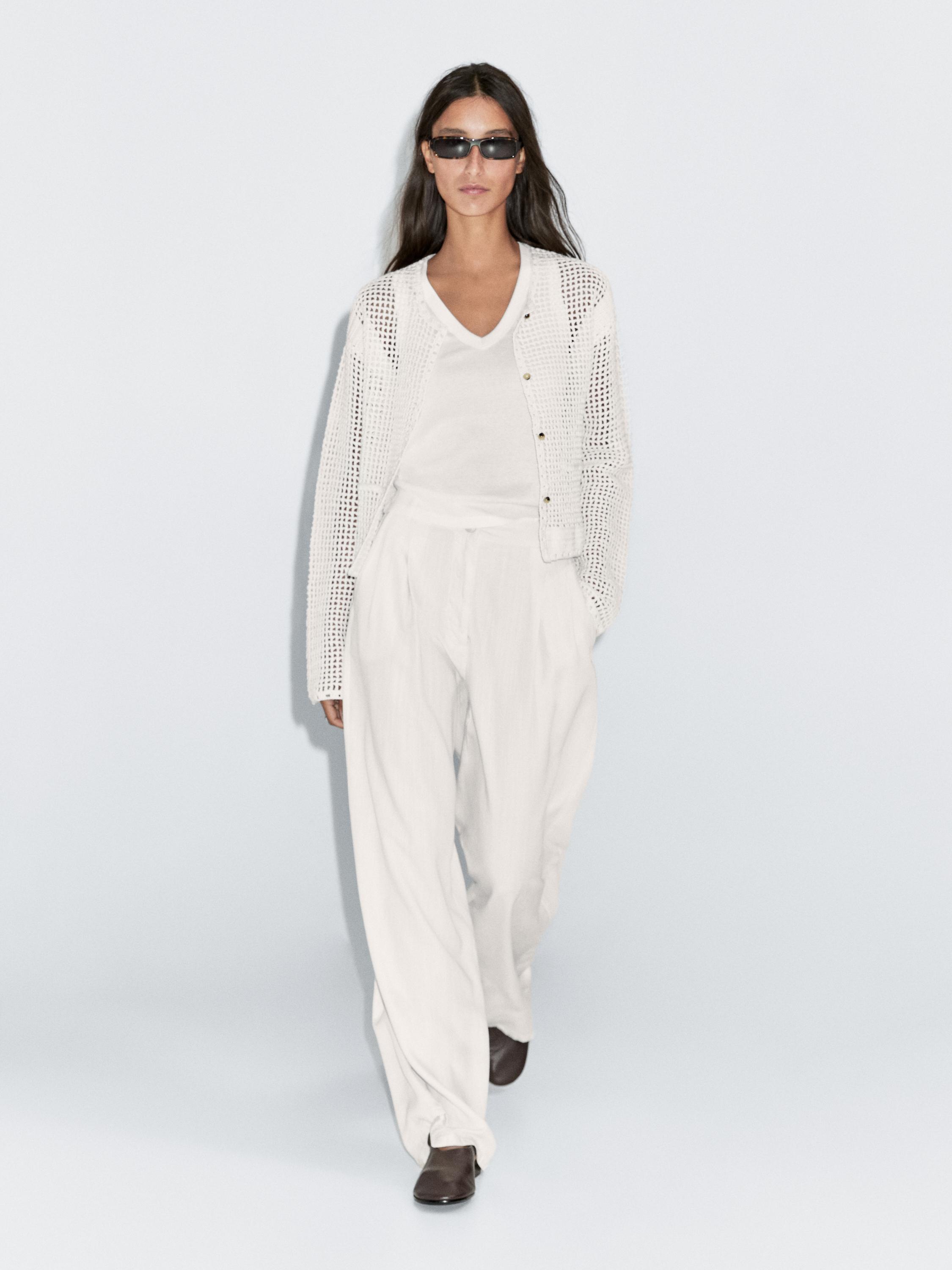 100% cotton openwork crochet cardigan