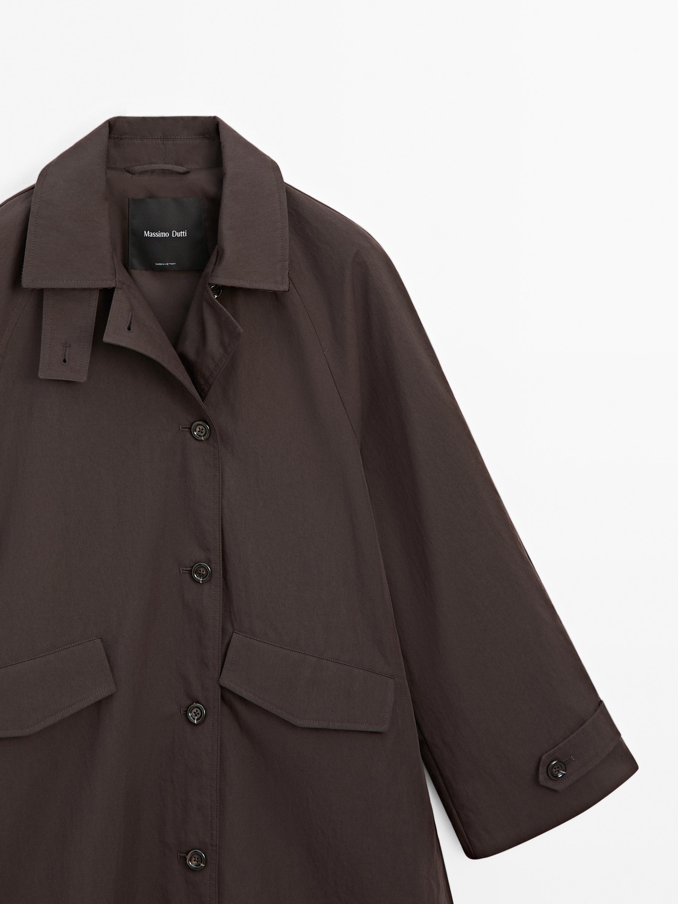 Cotton blend trench coat with corduroy detail
