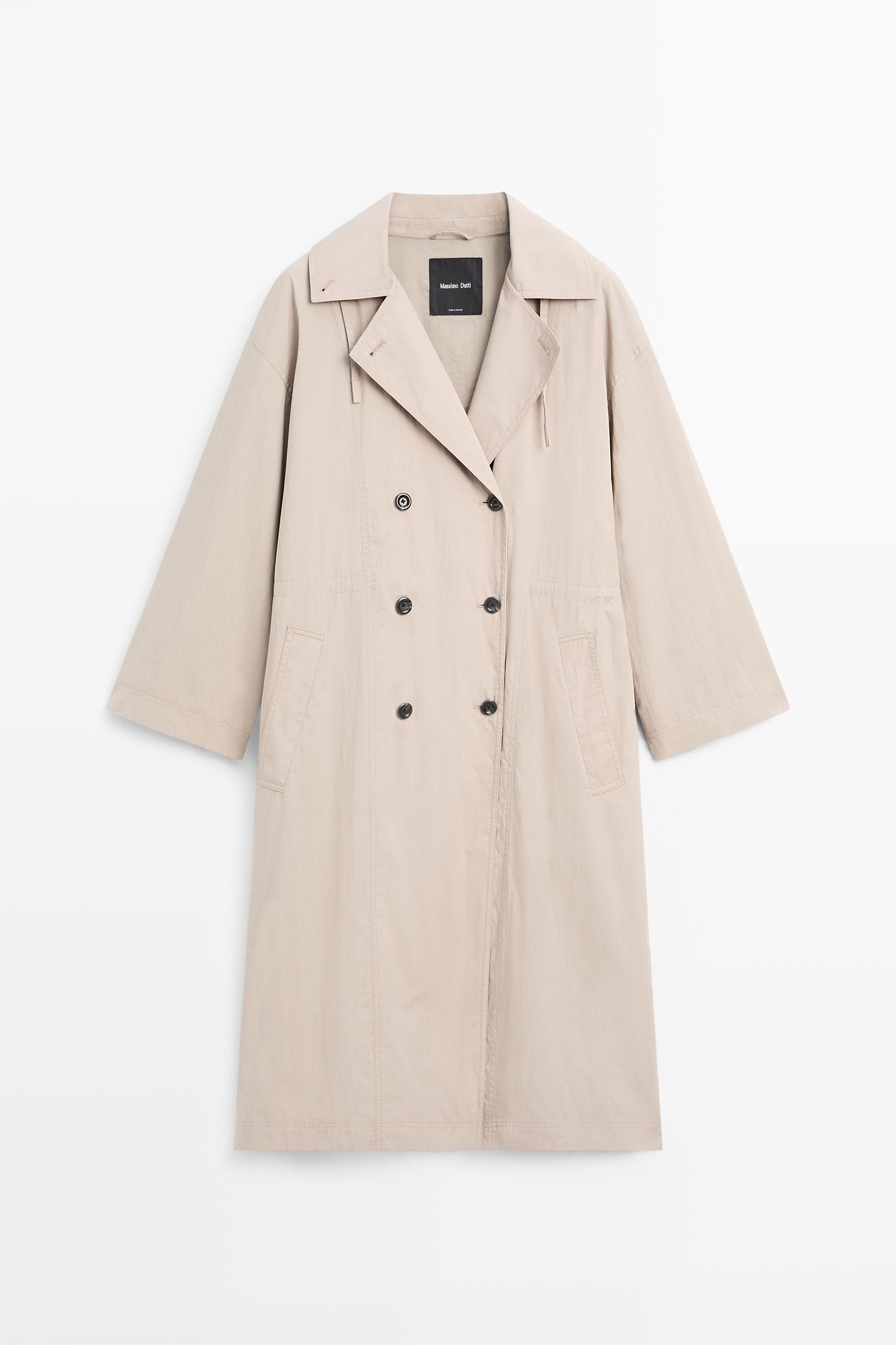 Cotton blend technical trench coat — Pearl grey