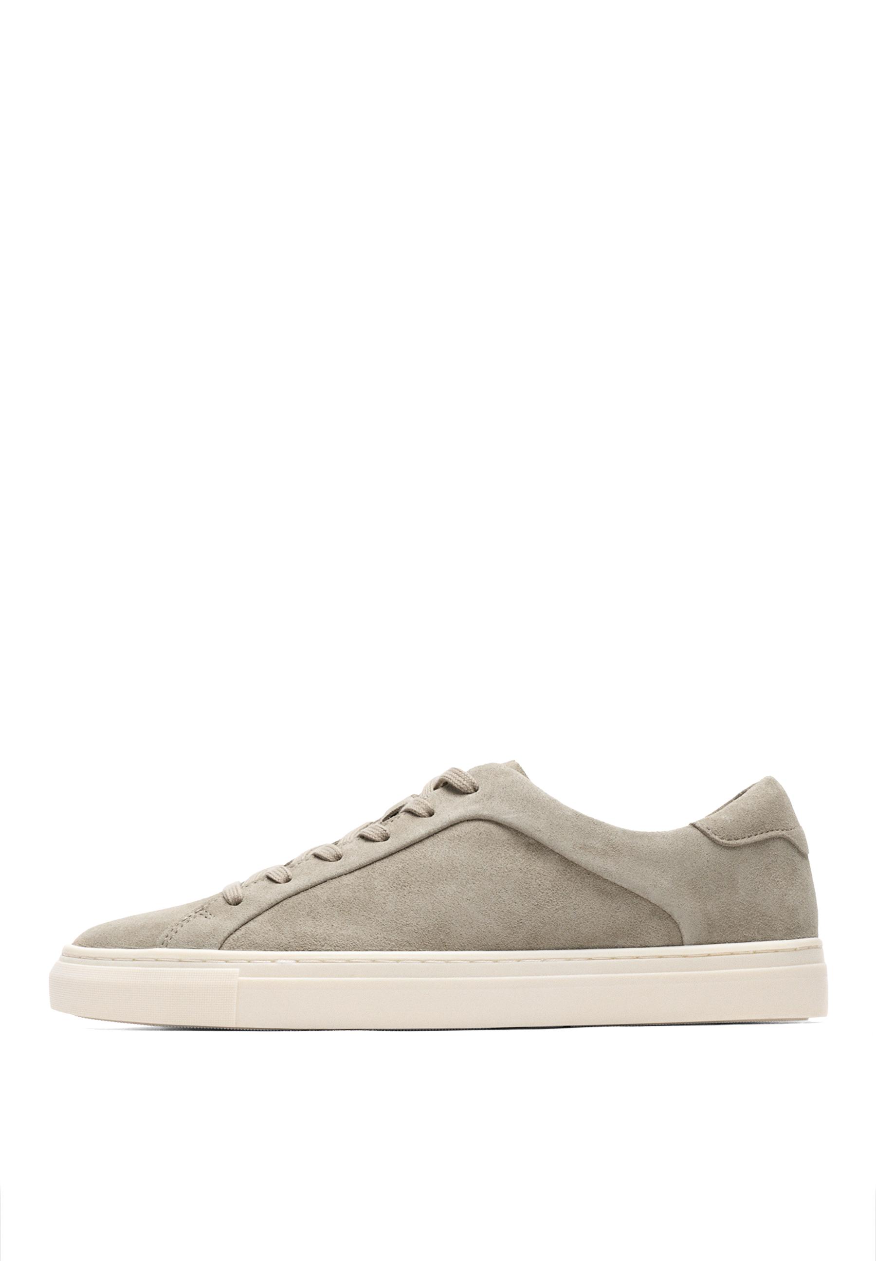Leather trainers with lug sole — SAND