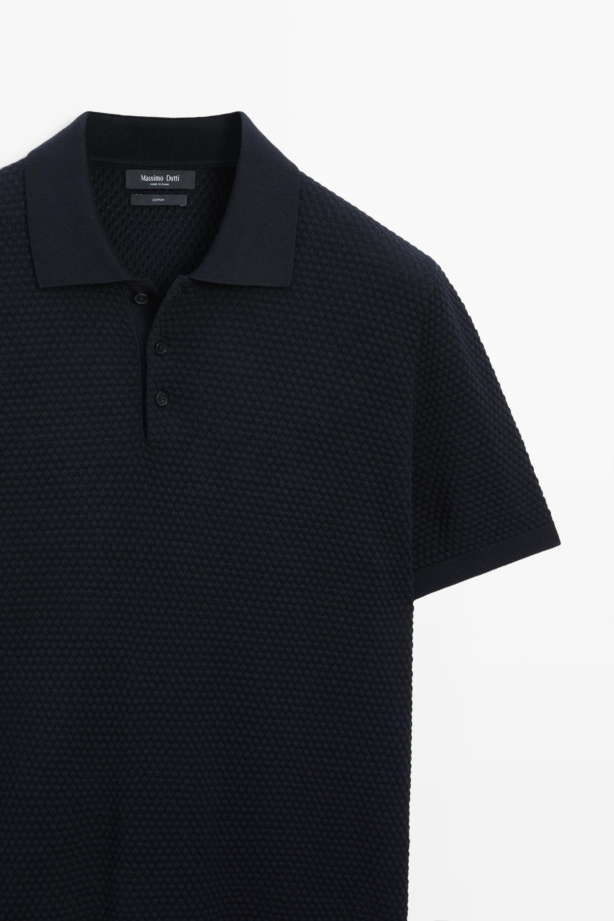 100% Cotton Short Sleeve Knit Polo — NAVY BLUE