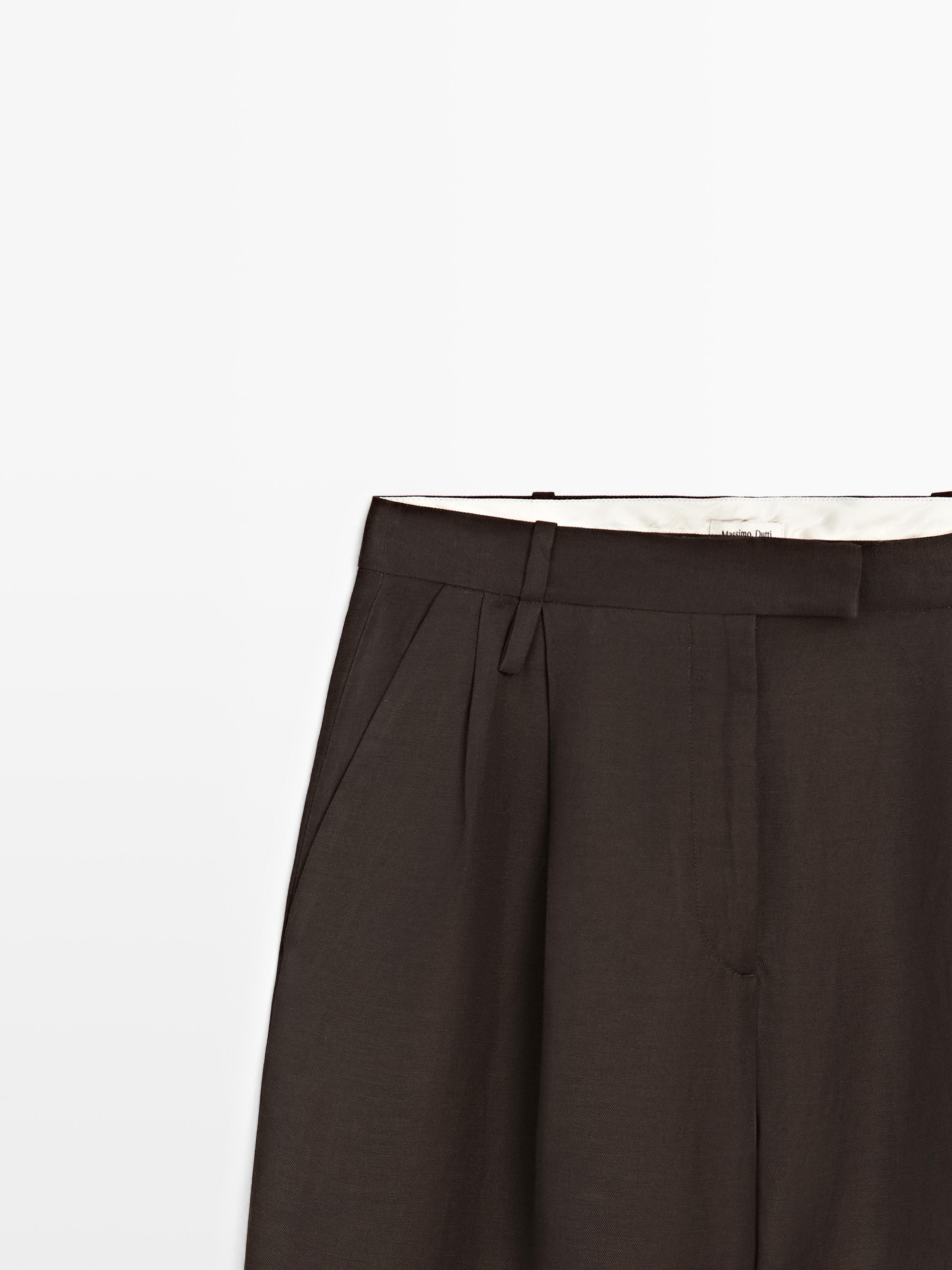 Darted trousers with belt loops - STUDIO — BROWN
