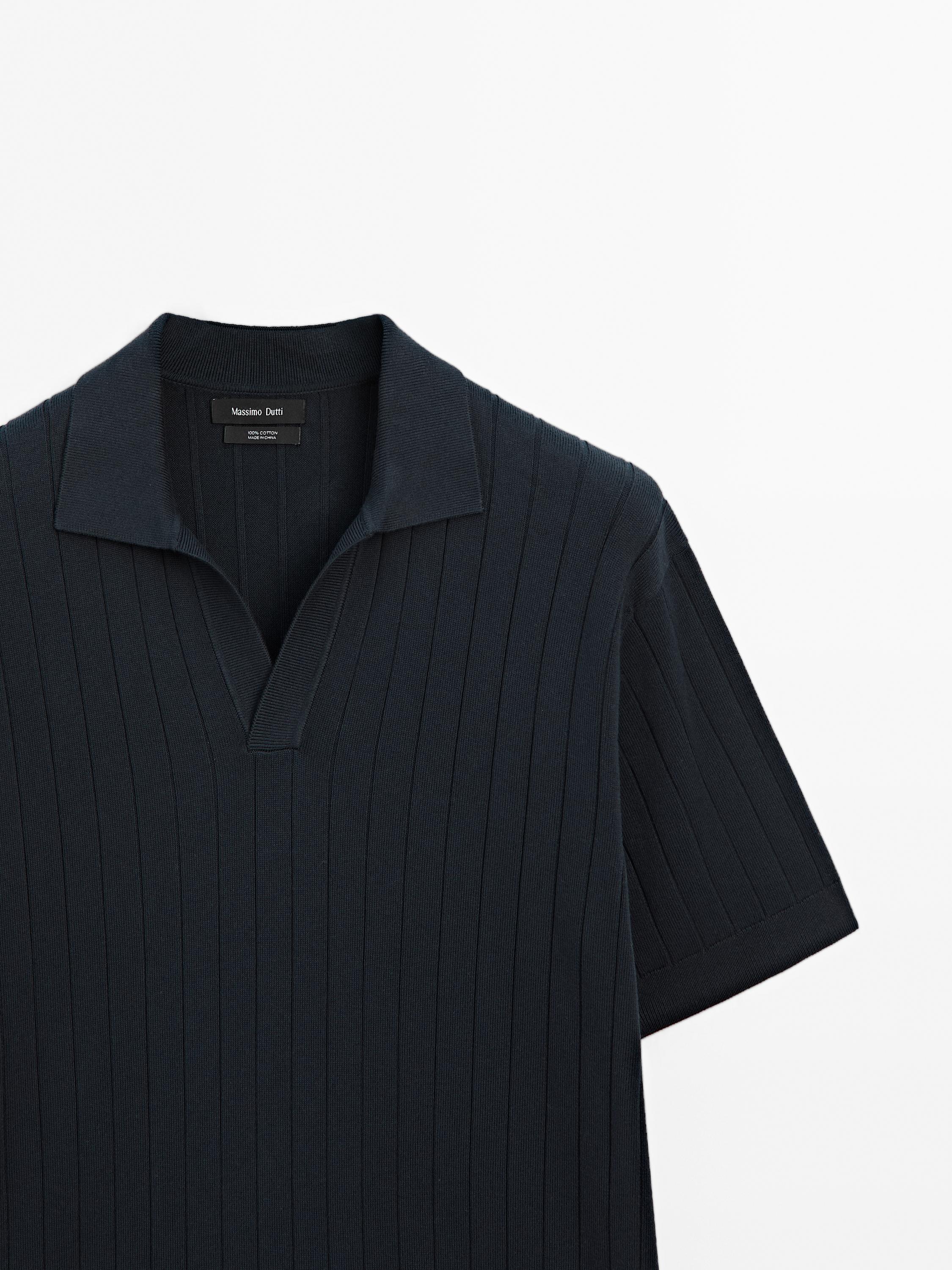 V-neck cotton polo sweater with trims