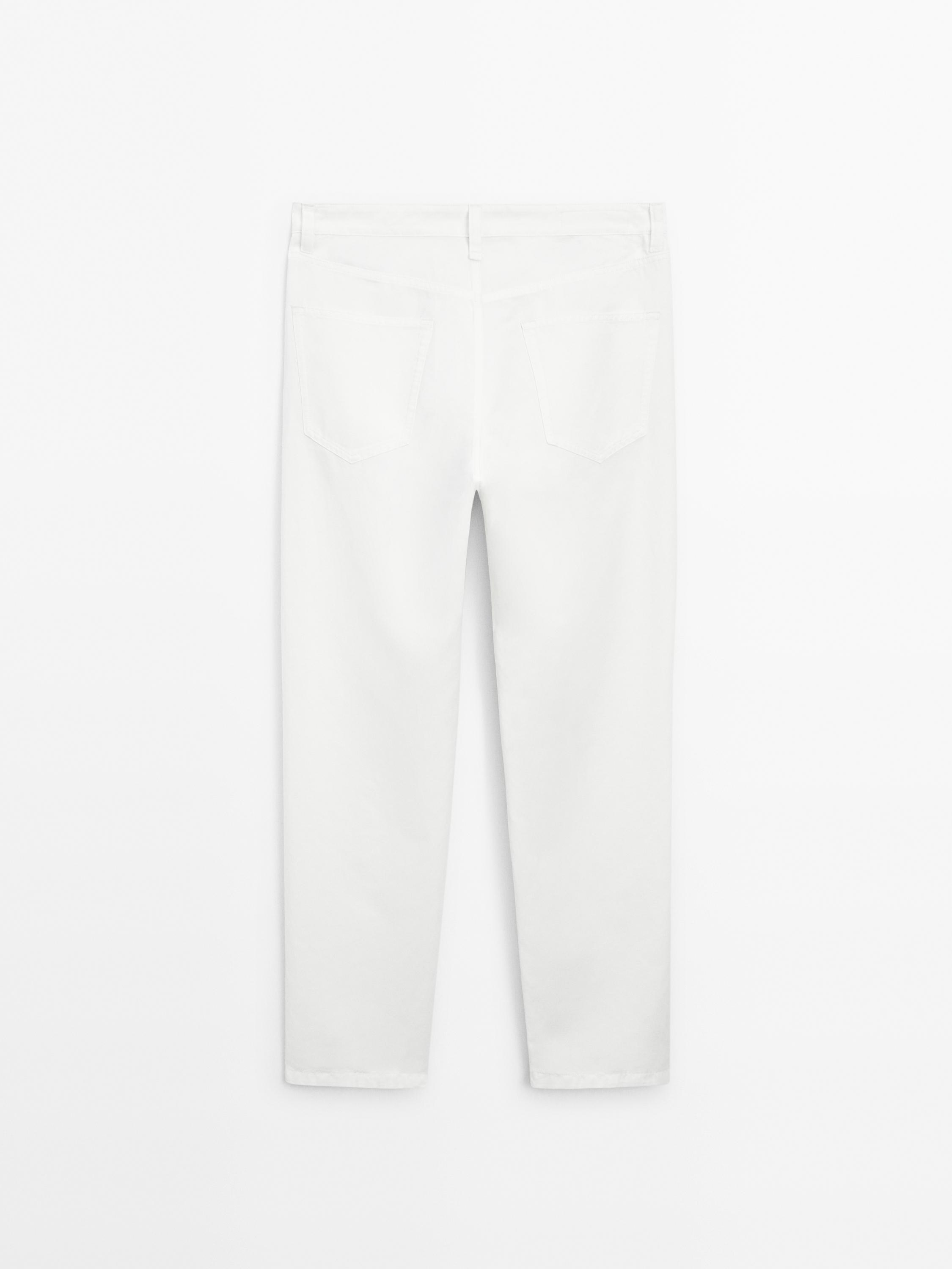 Cotton blend tapered fit trousers