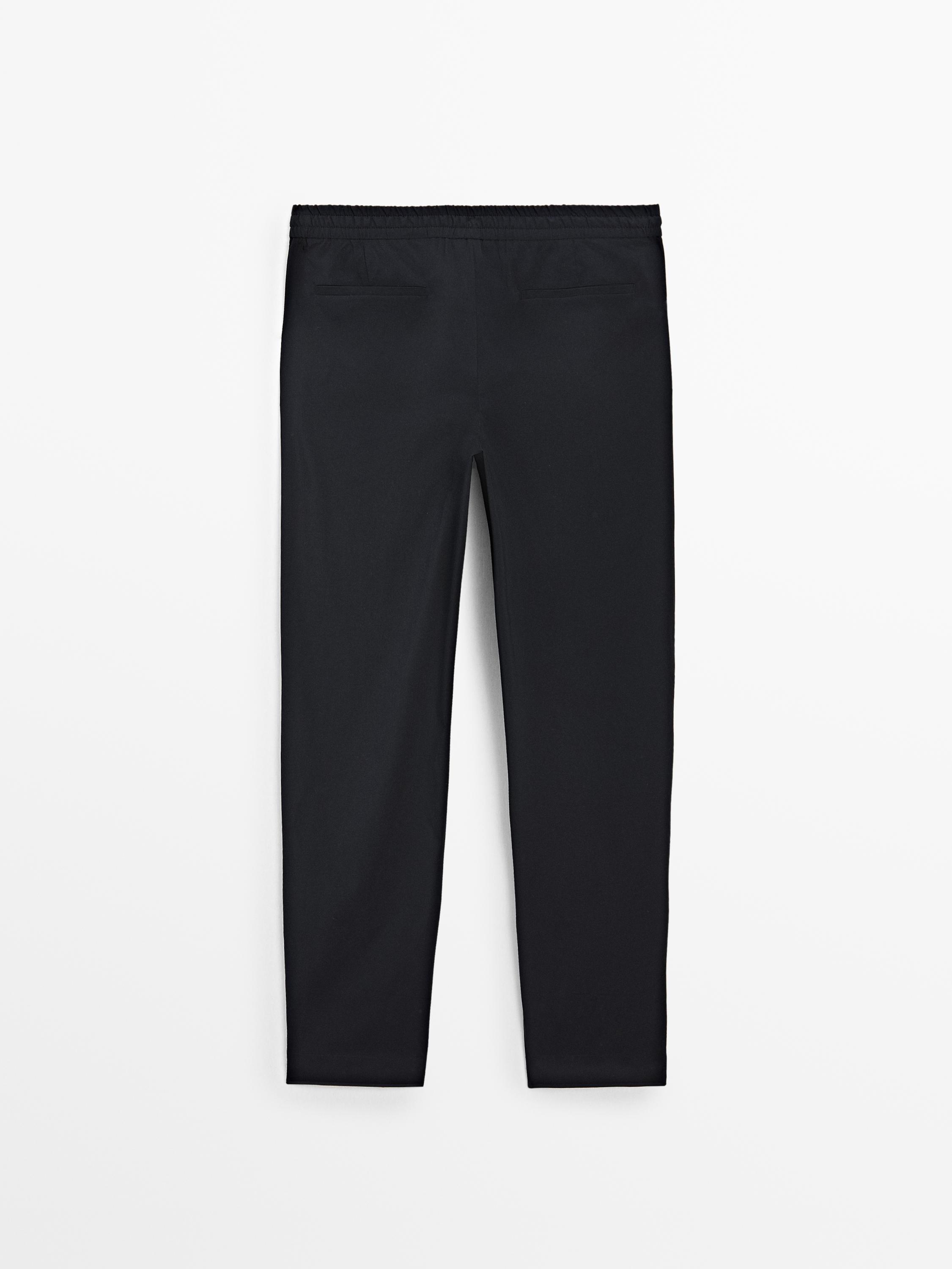 Regular fit technical fabric trousers