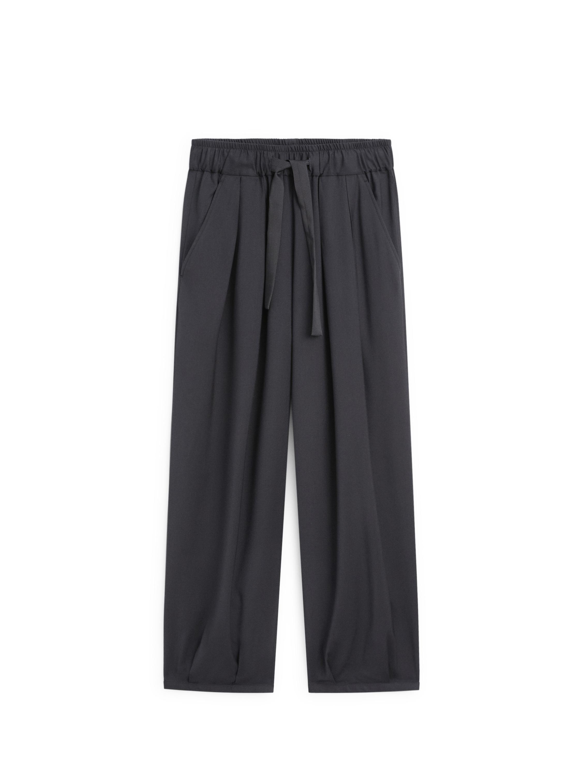 Voluminous wide-leg pleated trousers — NAVY BLUE