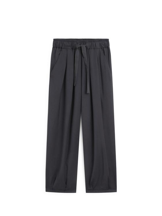 Pilili volanlı geniş paça pantolon