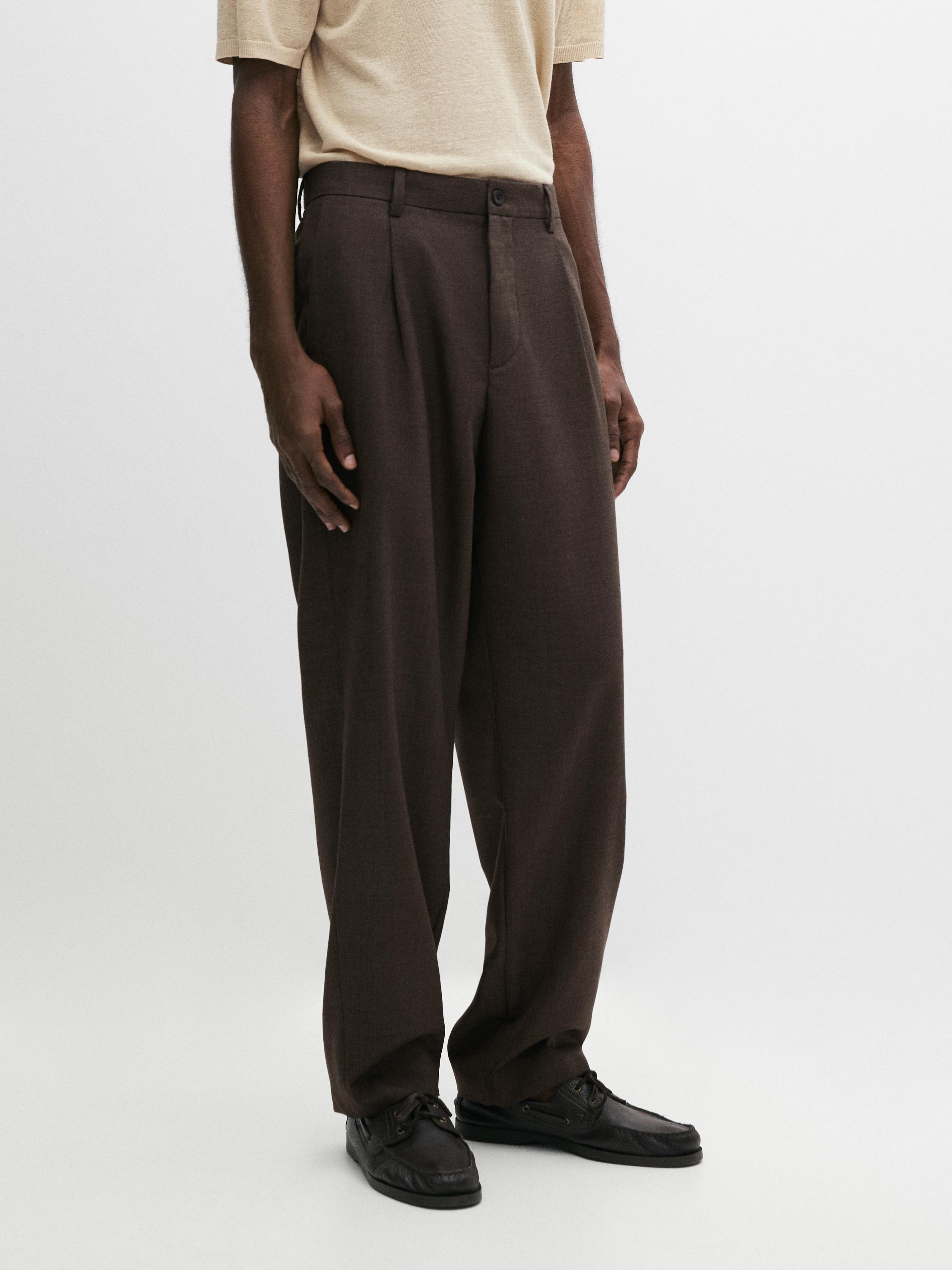 Darted wool trousers — BROWN