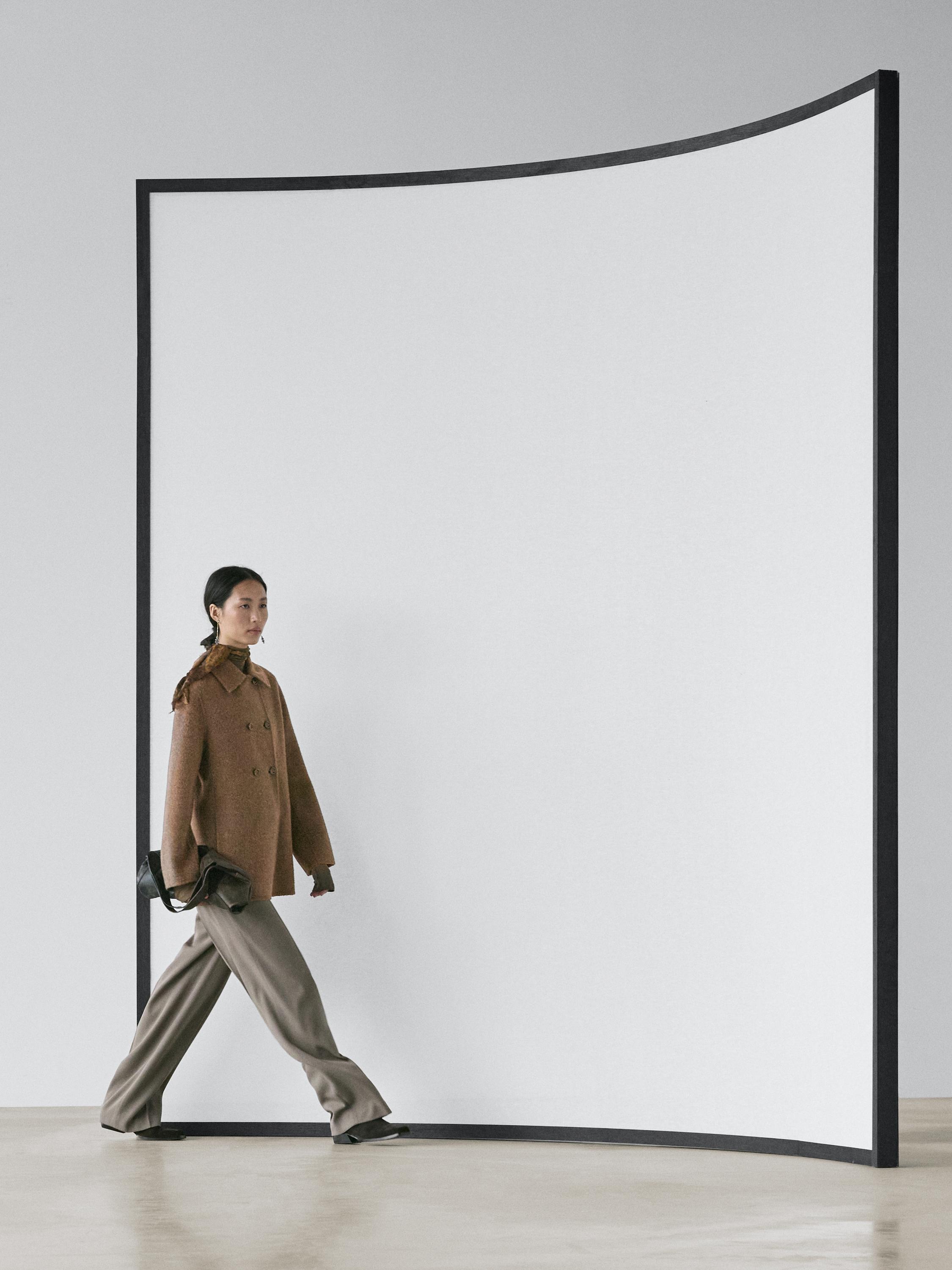 Double-breasted wool blend coat