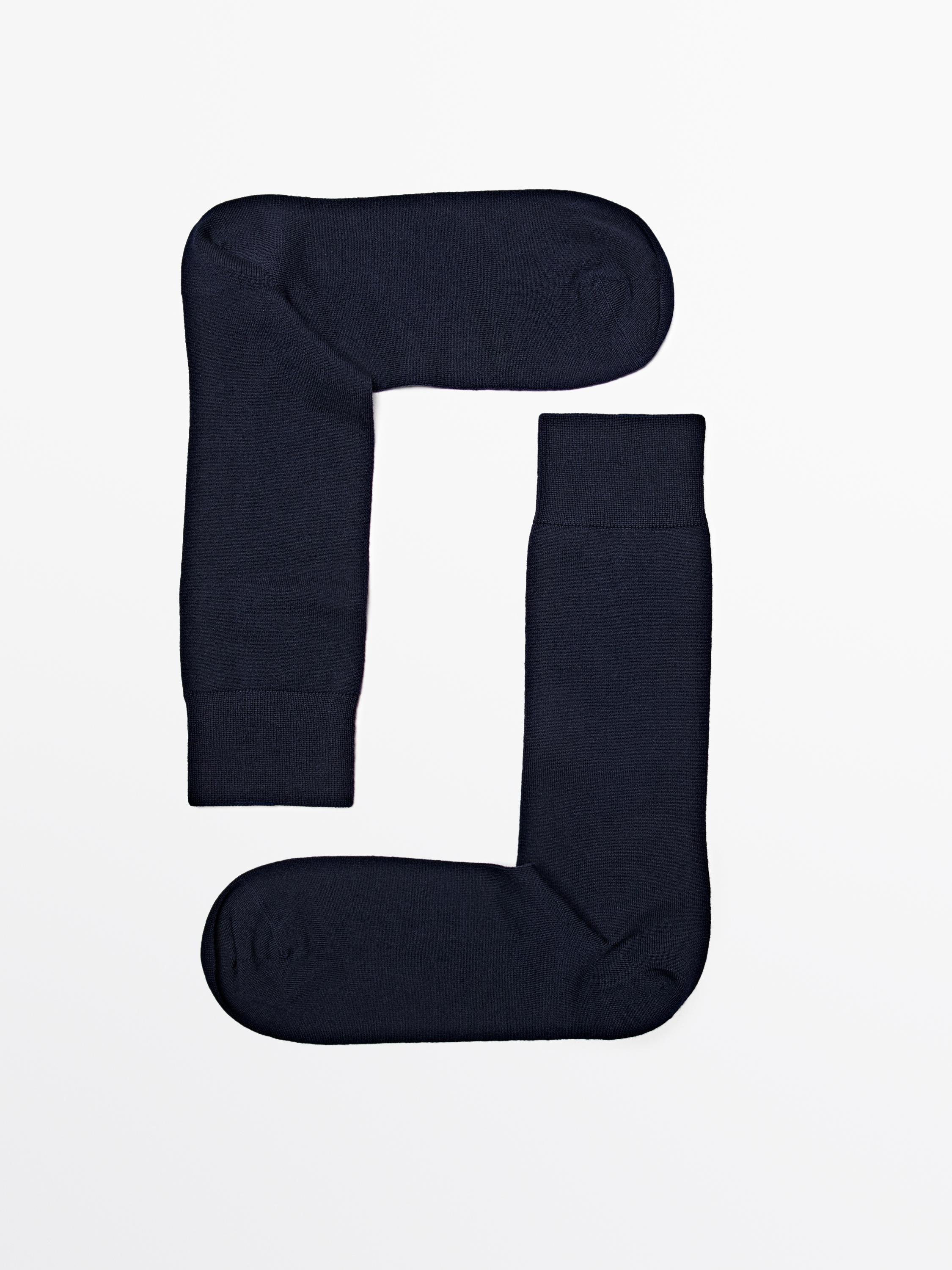 Plain wool blend knit socks