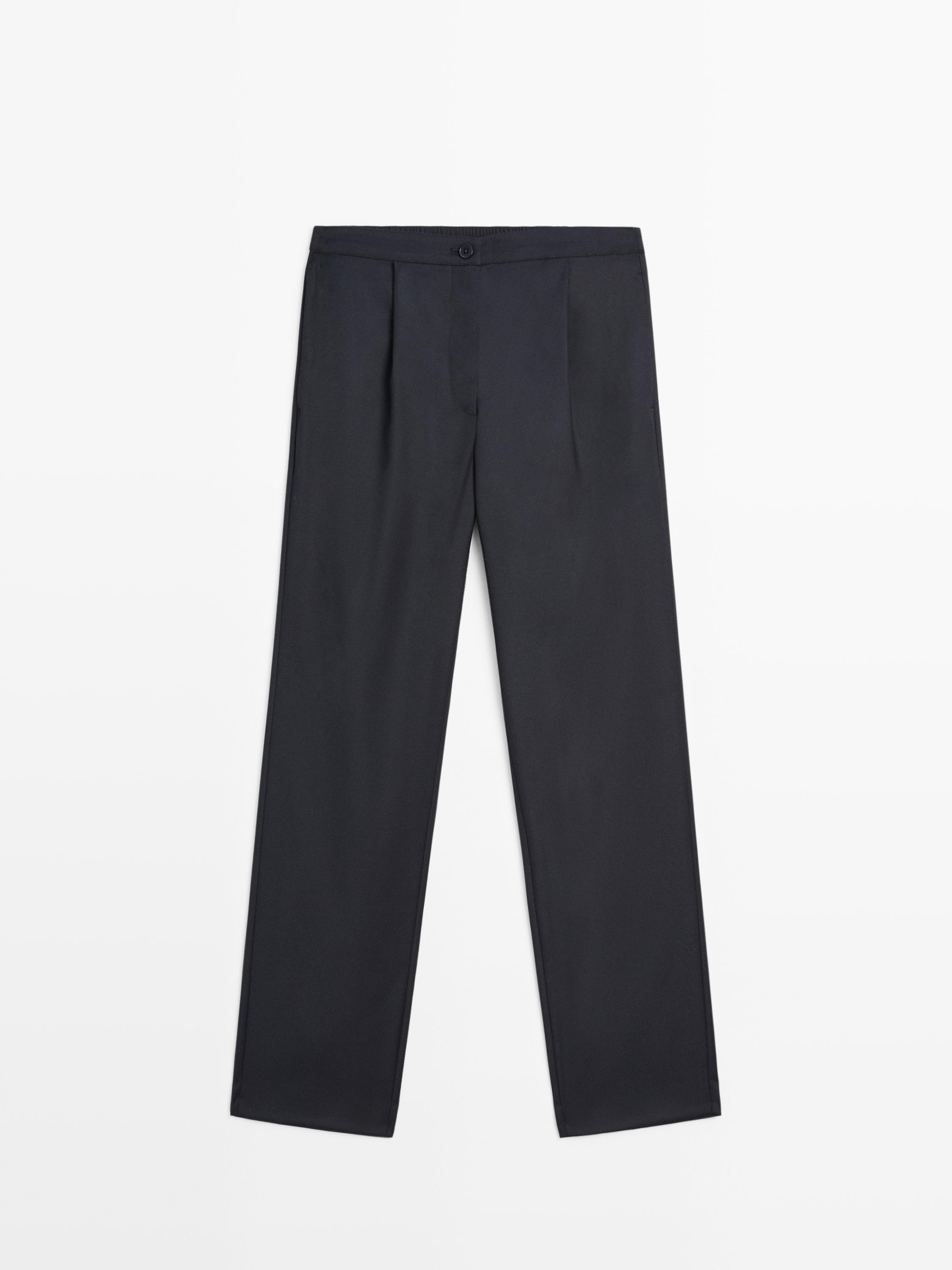 Pantalón pinzas cintura elástica