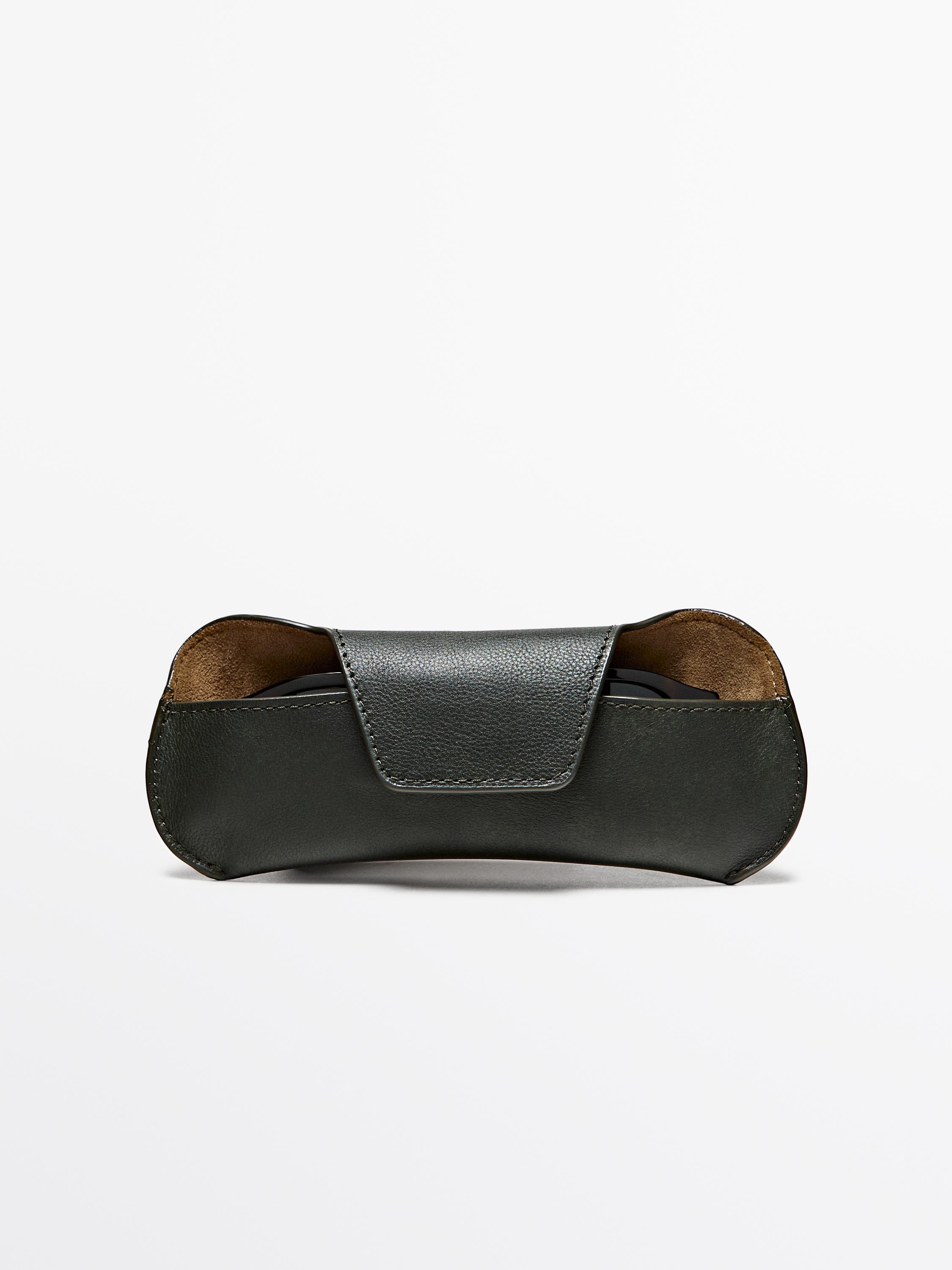 Nappa leather glasses case — GREEN