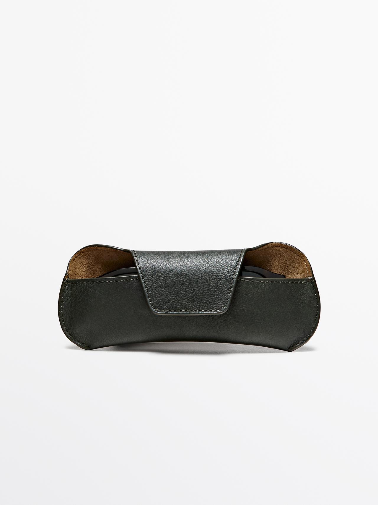 Custodia Per Occhiali In Pelle Nappata - Verde - 01 - Massimo Dutti - Maschile