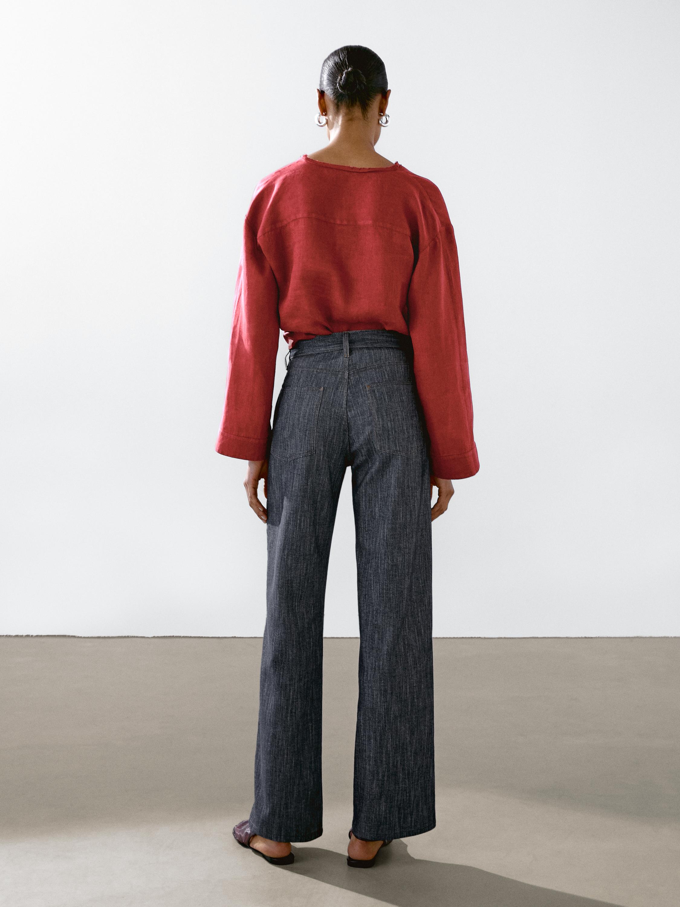 Cotton blend denim trousers