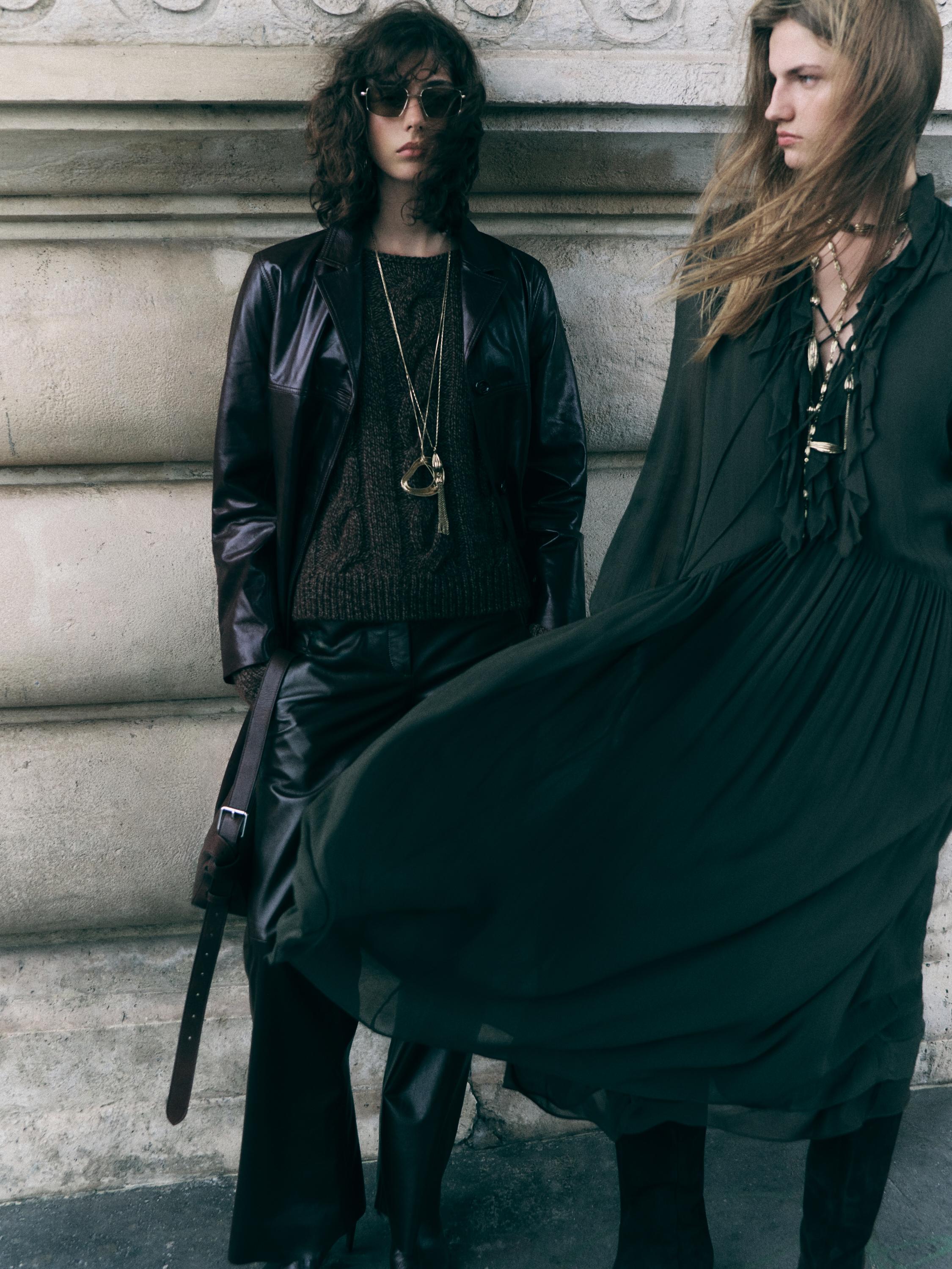 Long flowing dress with ruffle detail