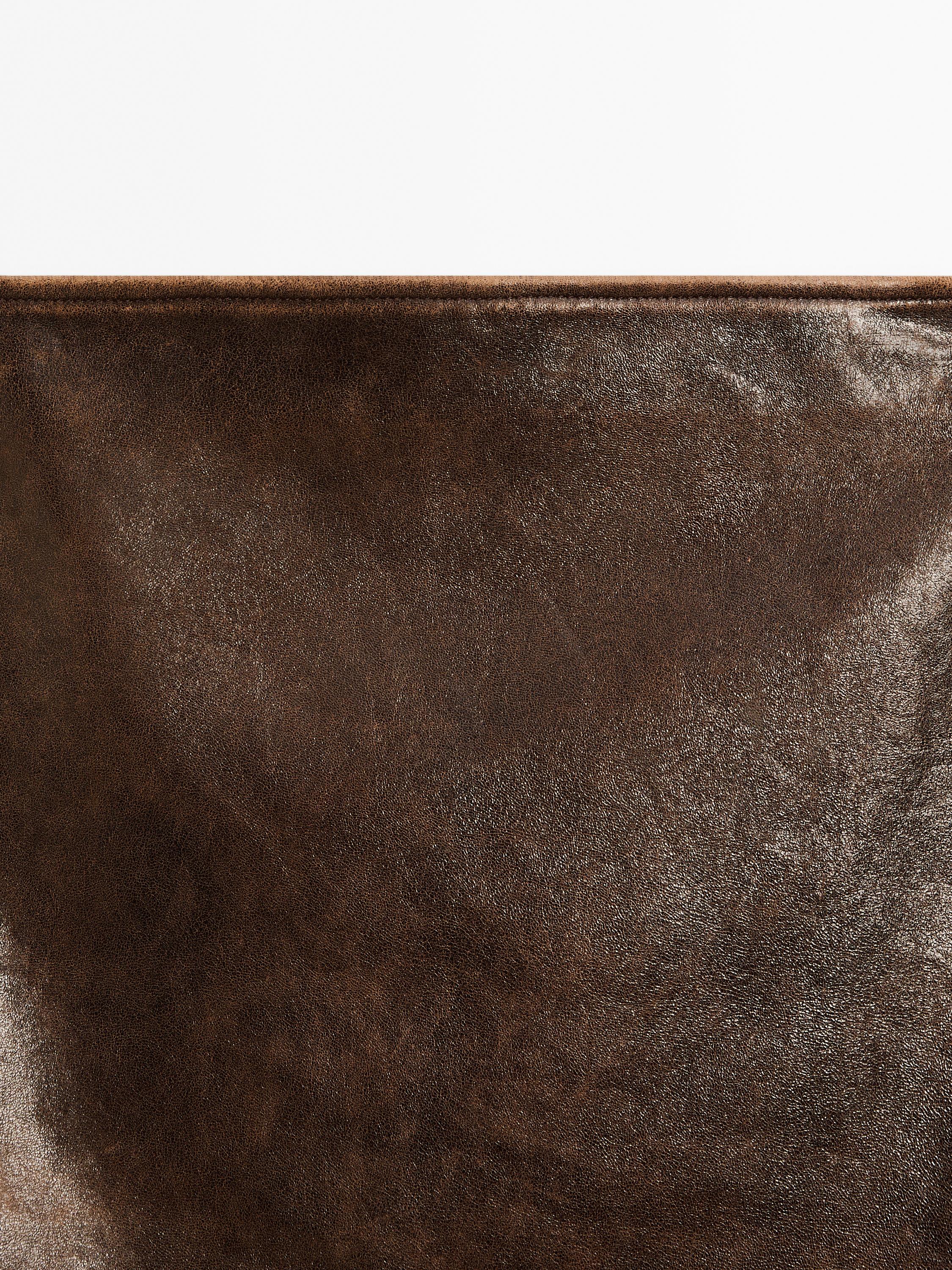 Nappa leather mini skirt