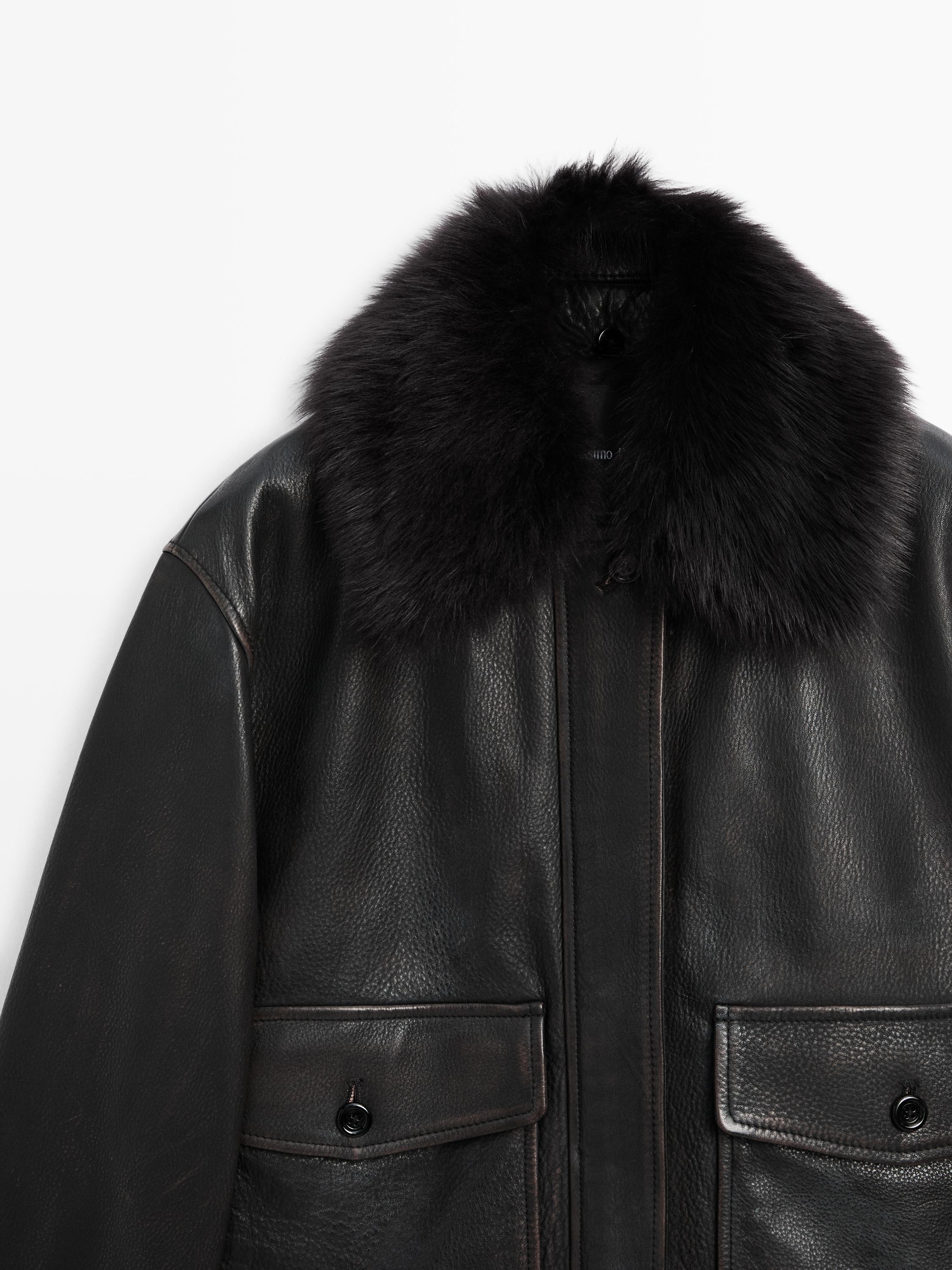 Chaqueta detalle cuello pelo piel napa