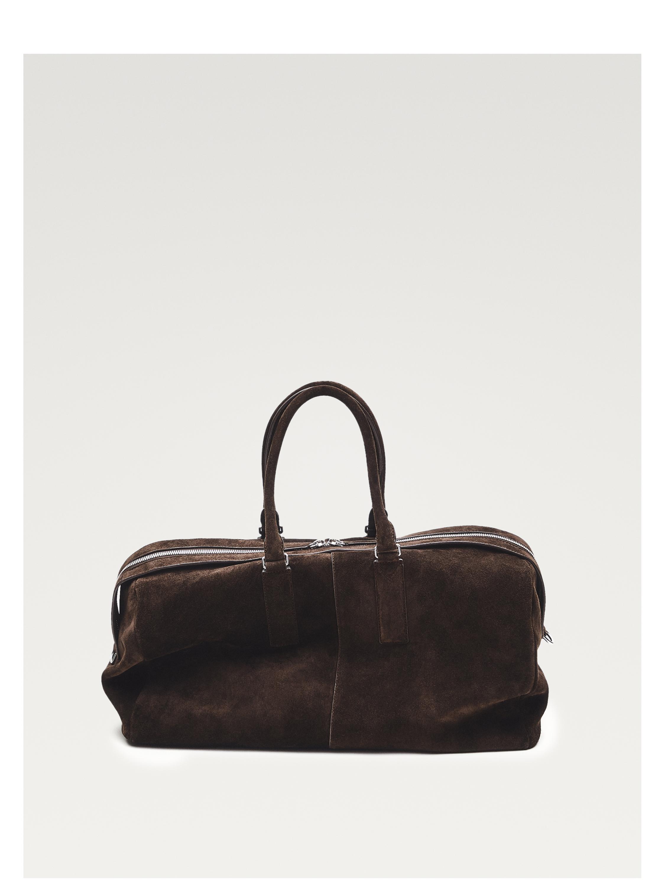 Suede leather travel bag — BROWN