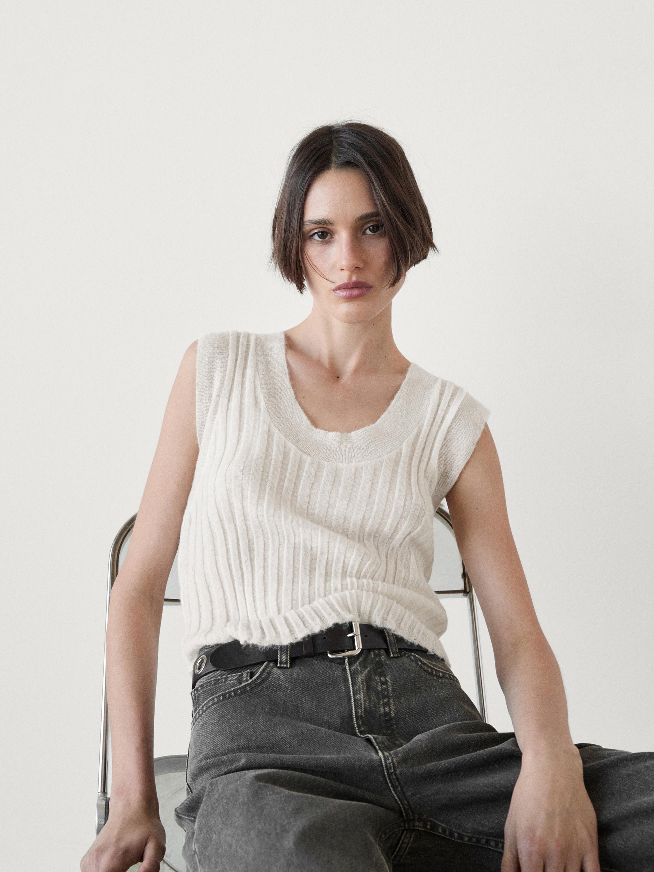 Wool blend knit top