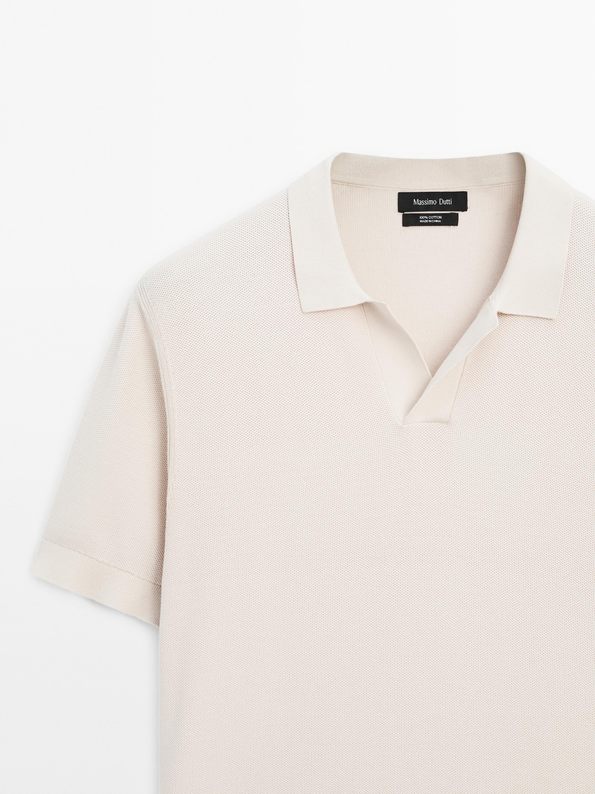 100% cotton knit polo collar sweater