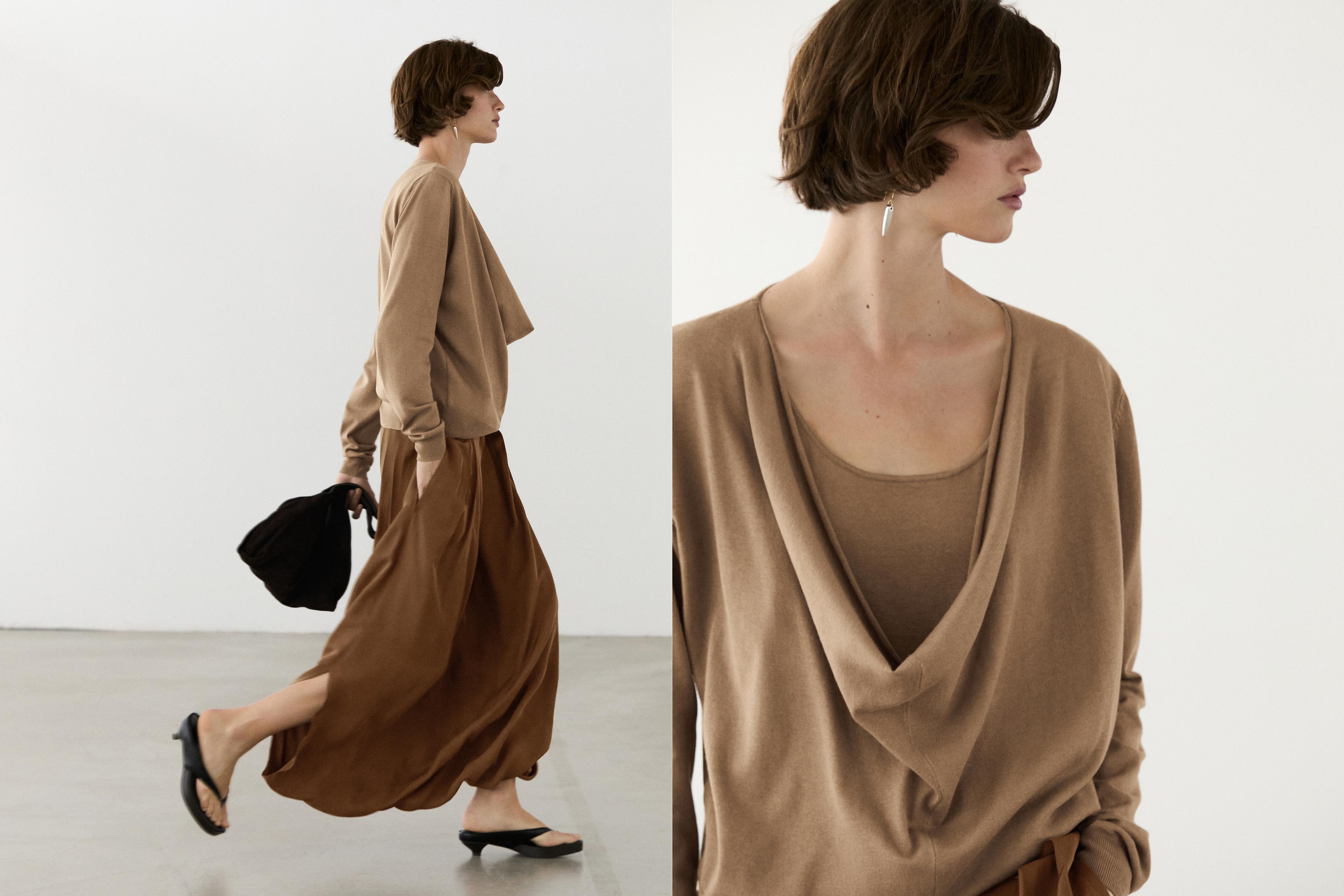 Flowing pleated skort — Washed