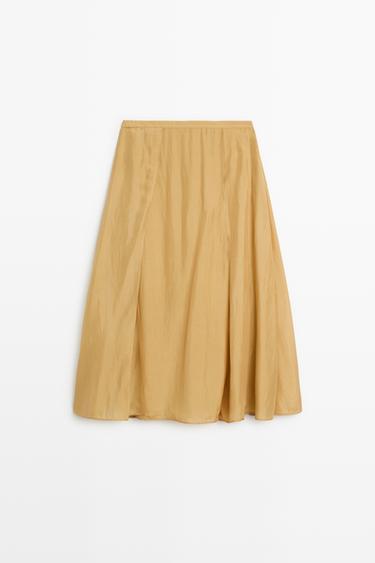 Flowing 100% silk total-look midi skirt — YELLOW 2