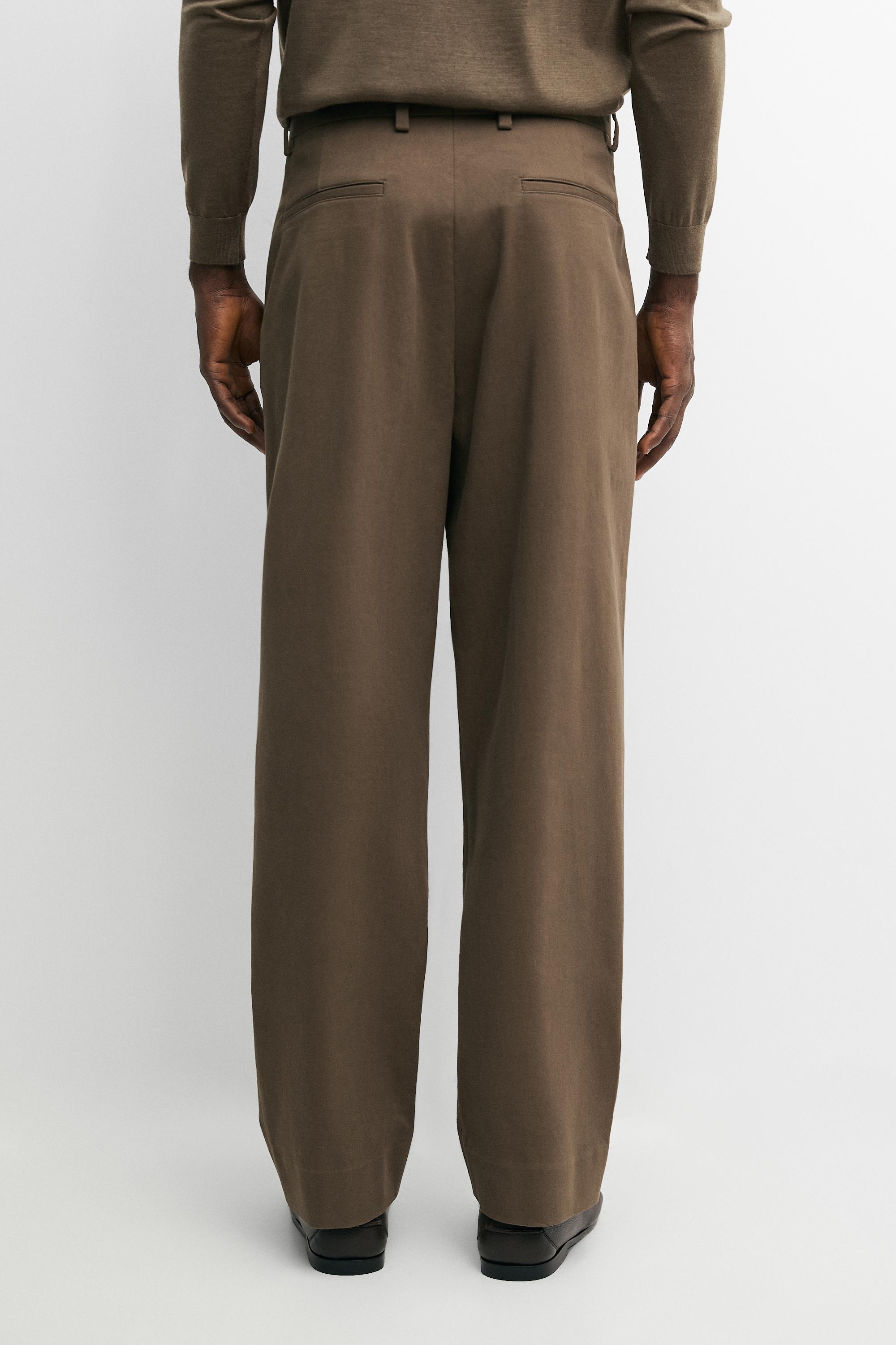 Cotton blend darted pants — MEDIUM CAMEL
