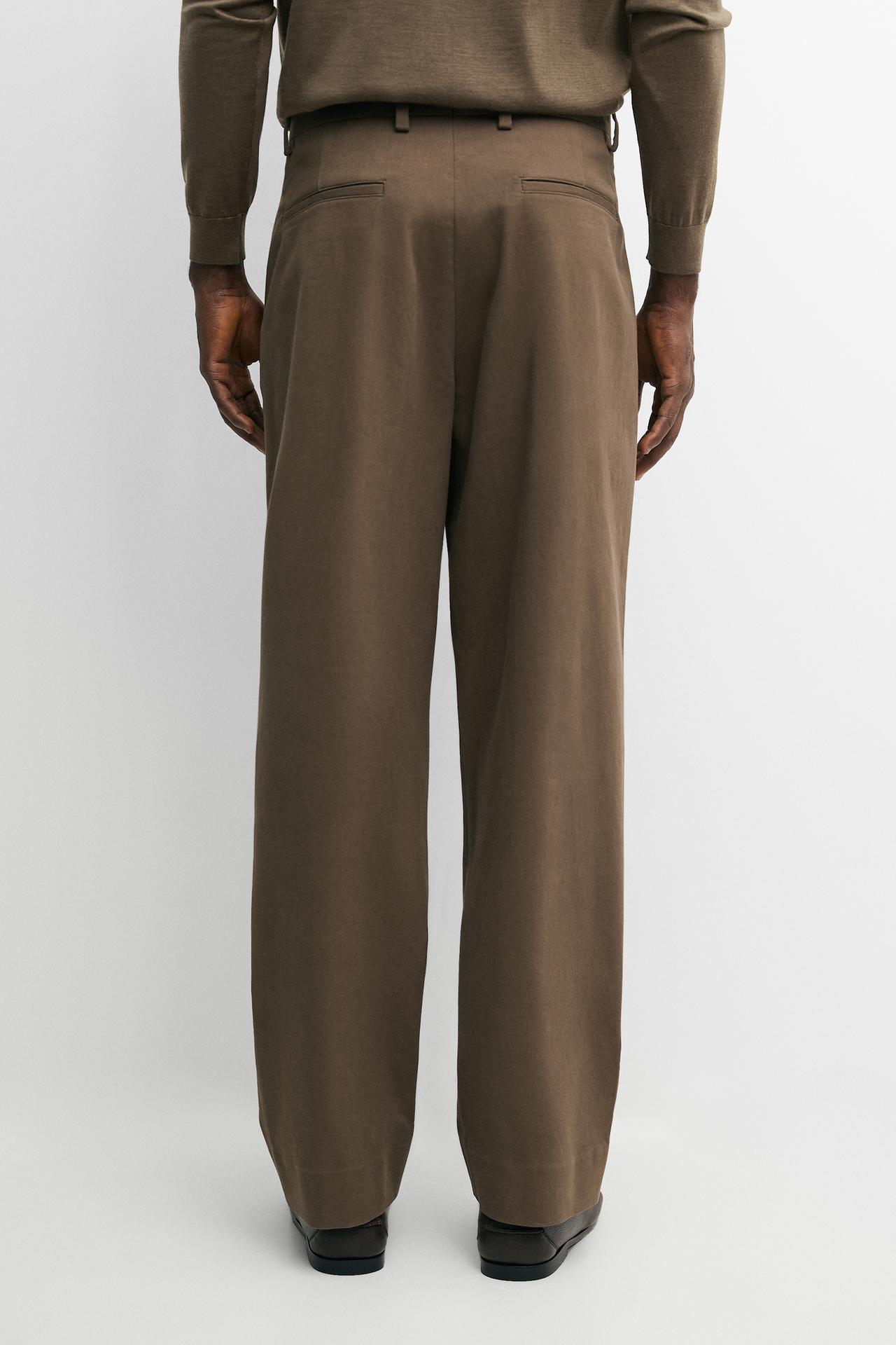 Cotton blend darted pants — MEDIUM CAMEL