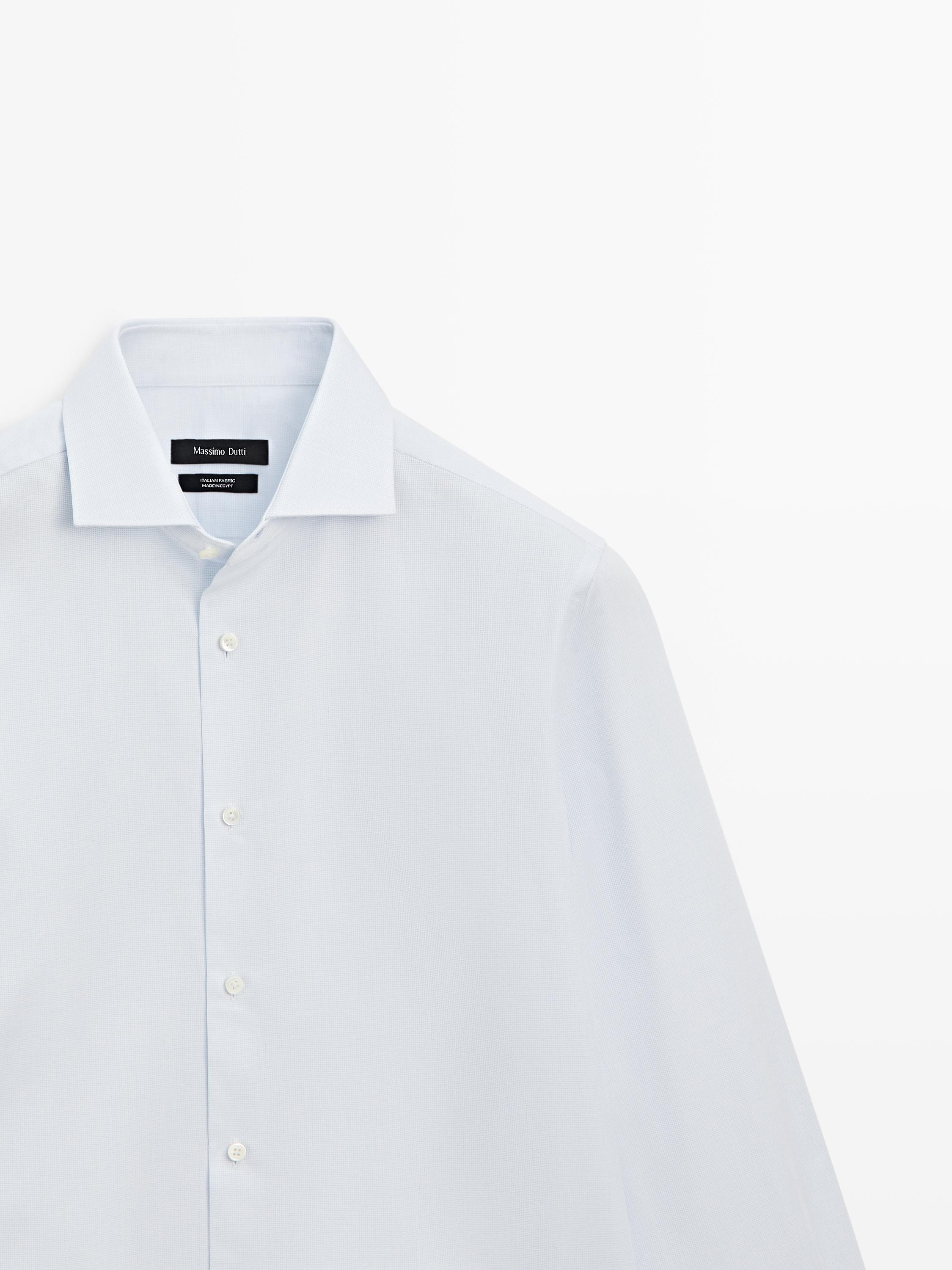 100% cotton textured shirt — Sky blue