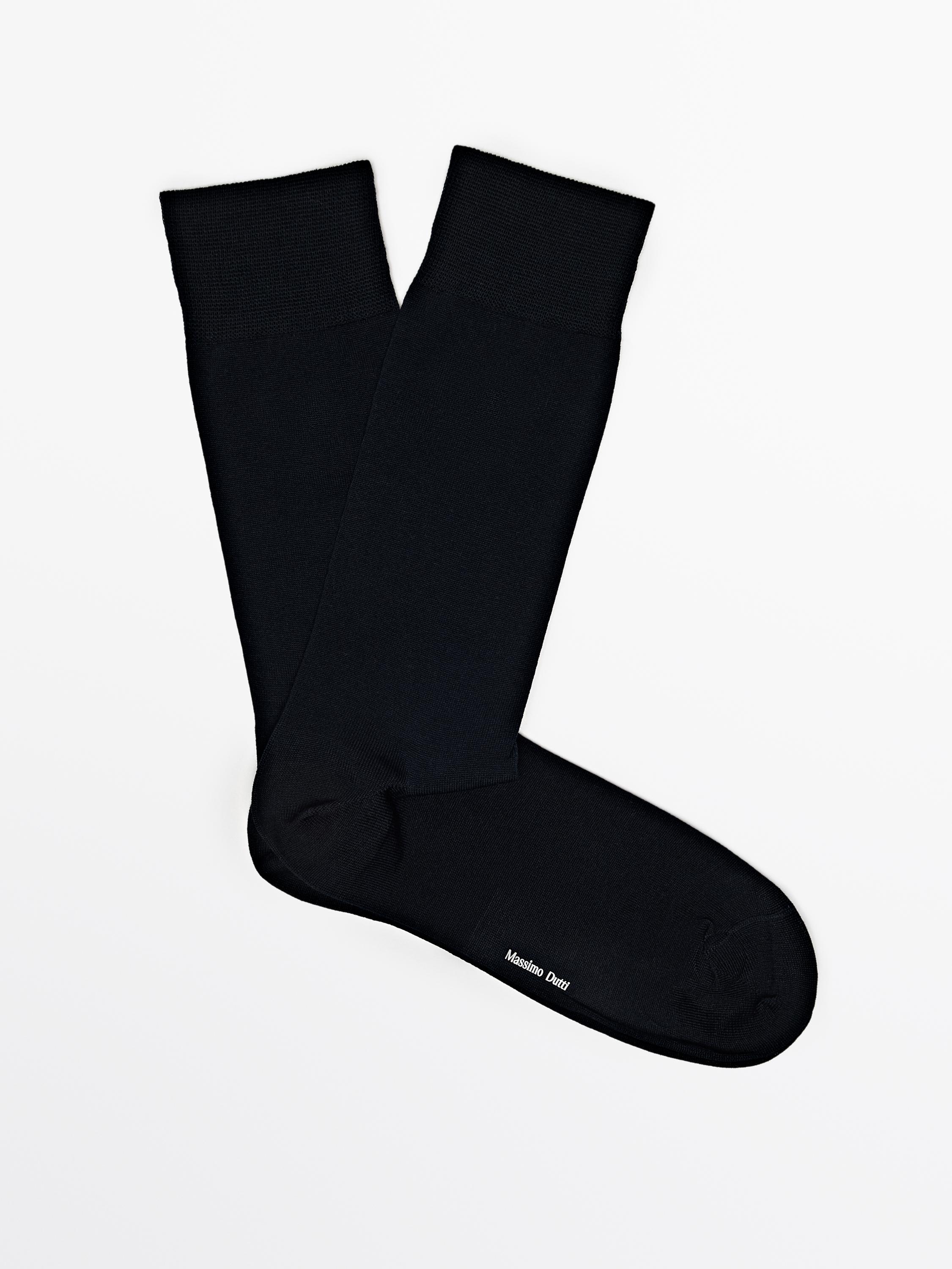Mercerised cotton blend long socks