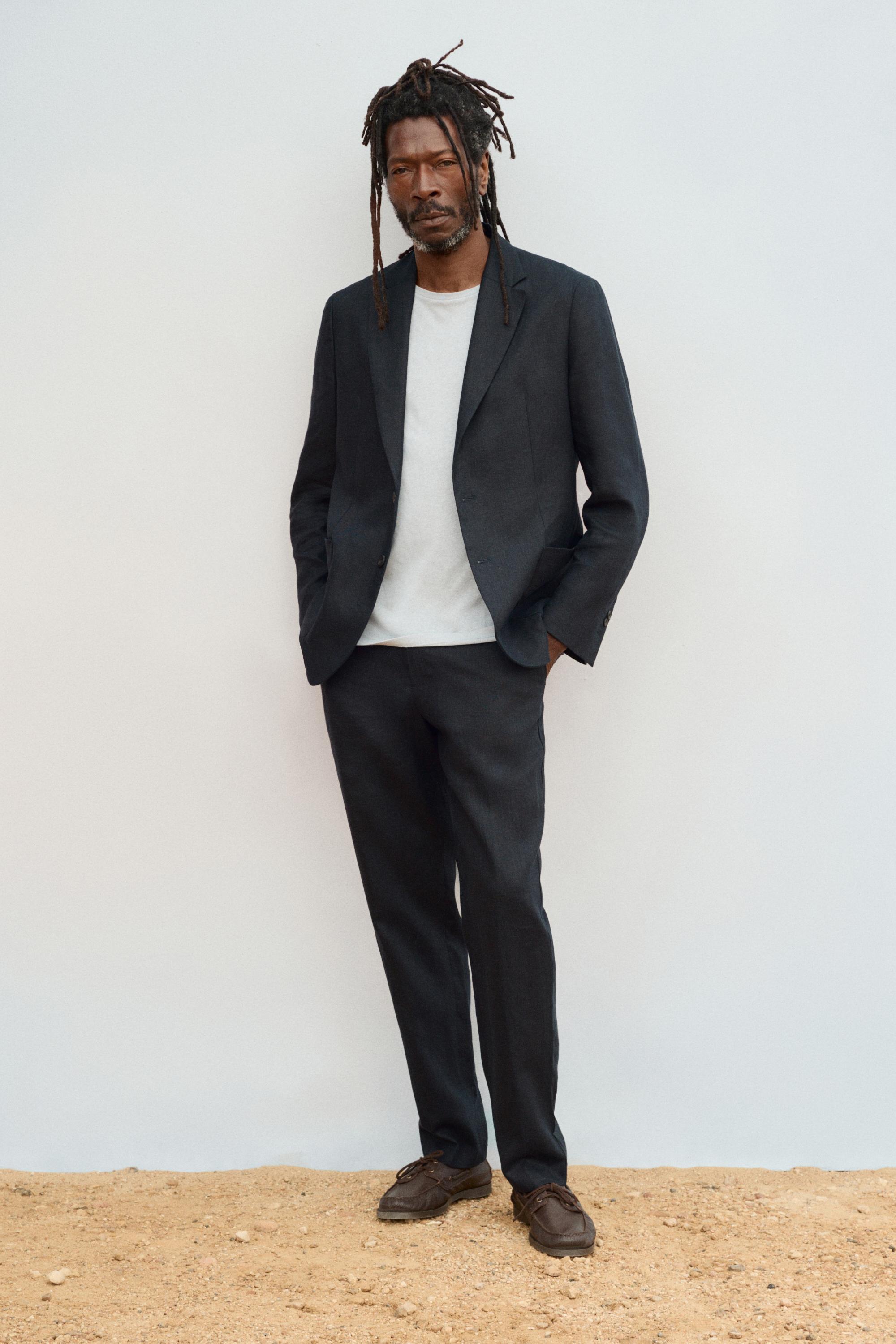 100% linen suit blazer — NAVY BLUE