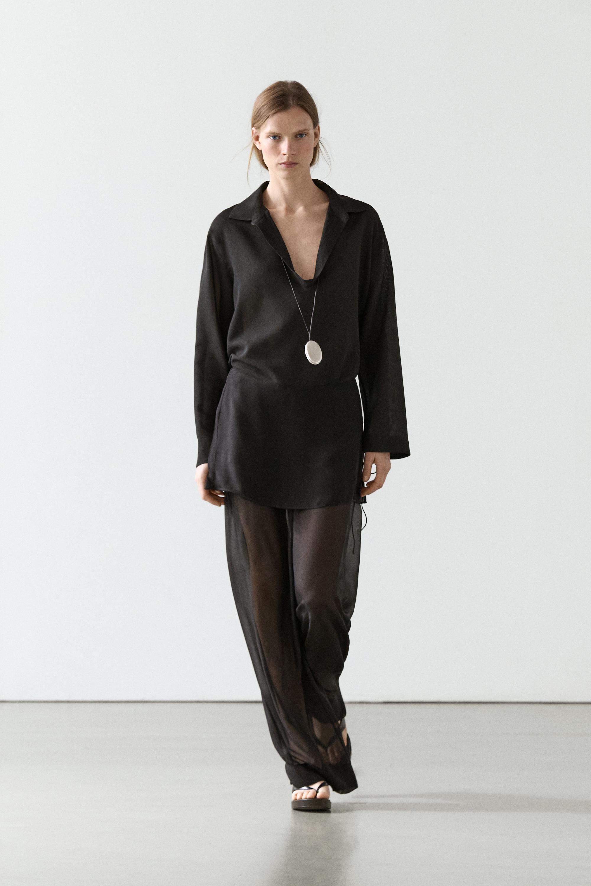 Flowing contrast silk pants