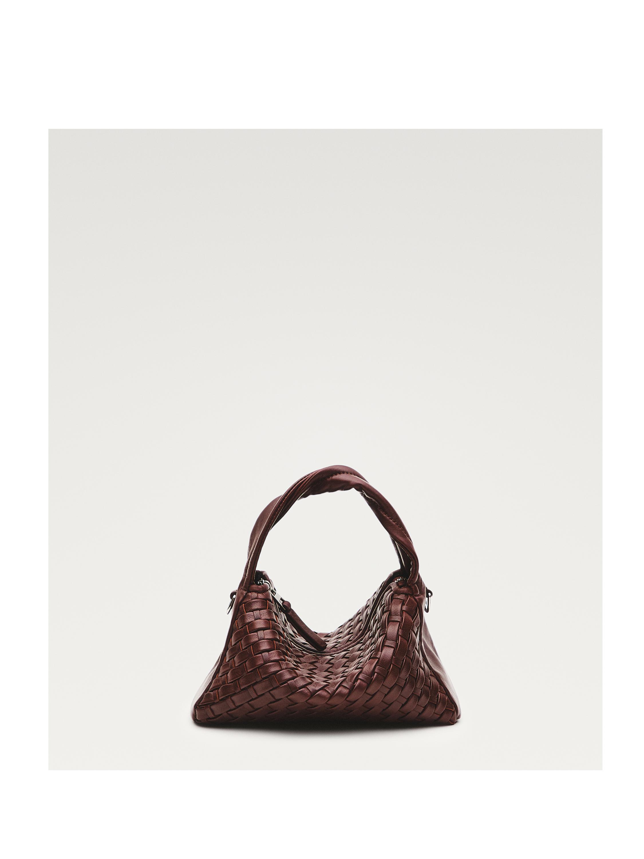 Mini borsa intrecciata in pelle nappata