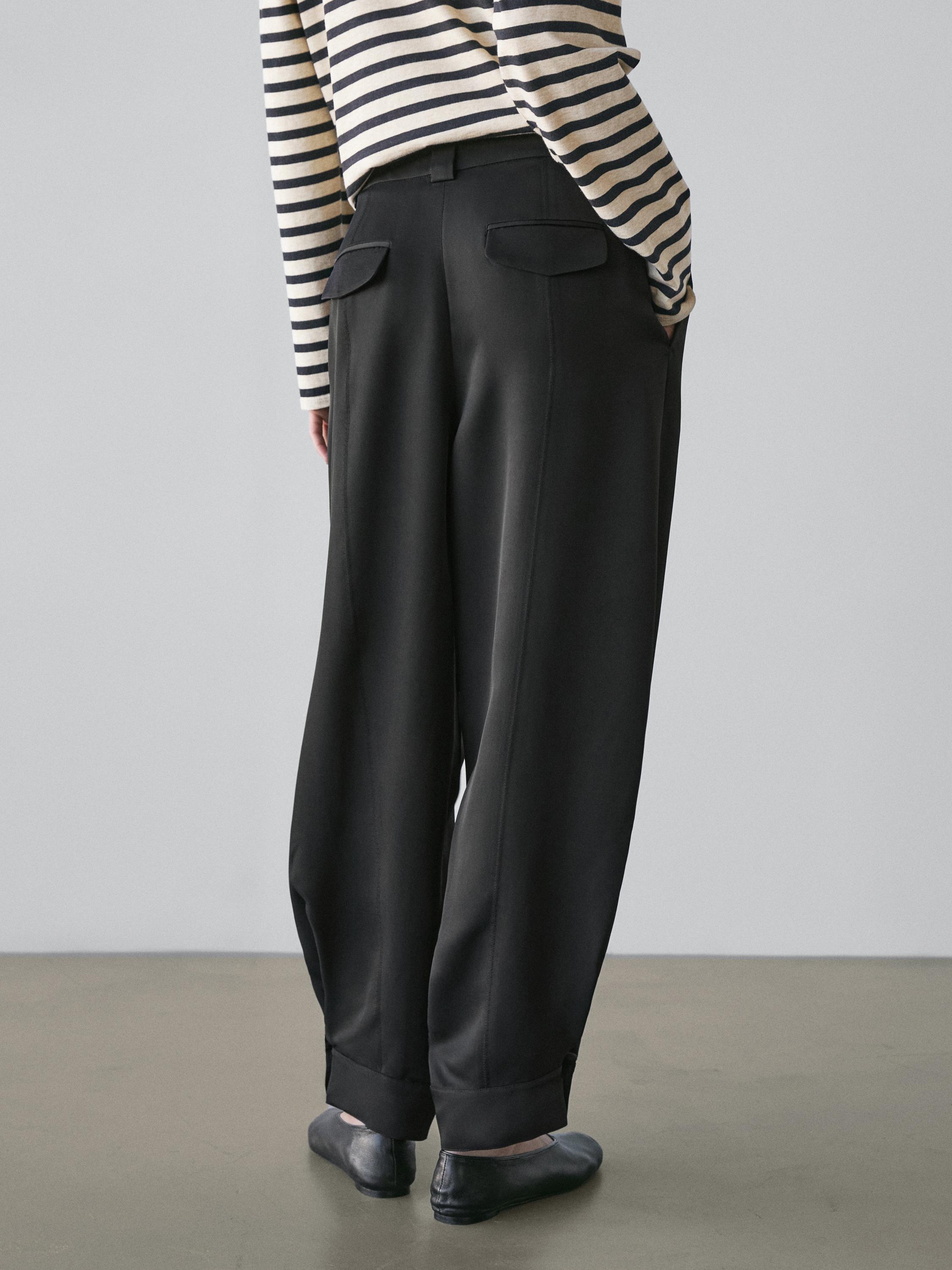 Sarouel trousers in flowing fabric — BLACK