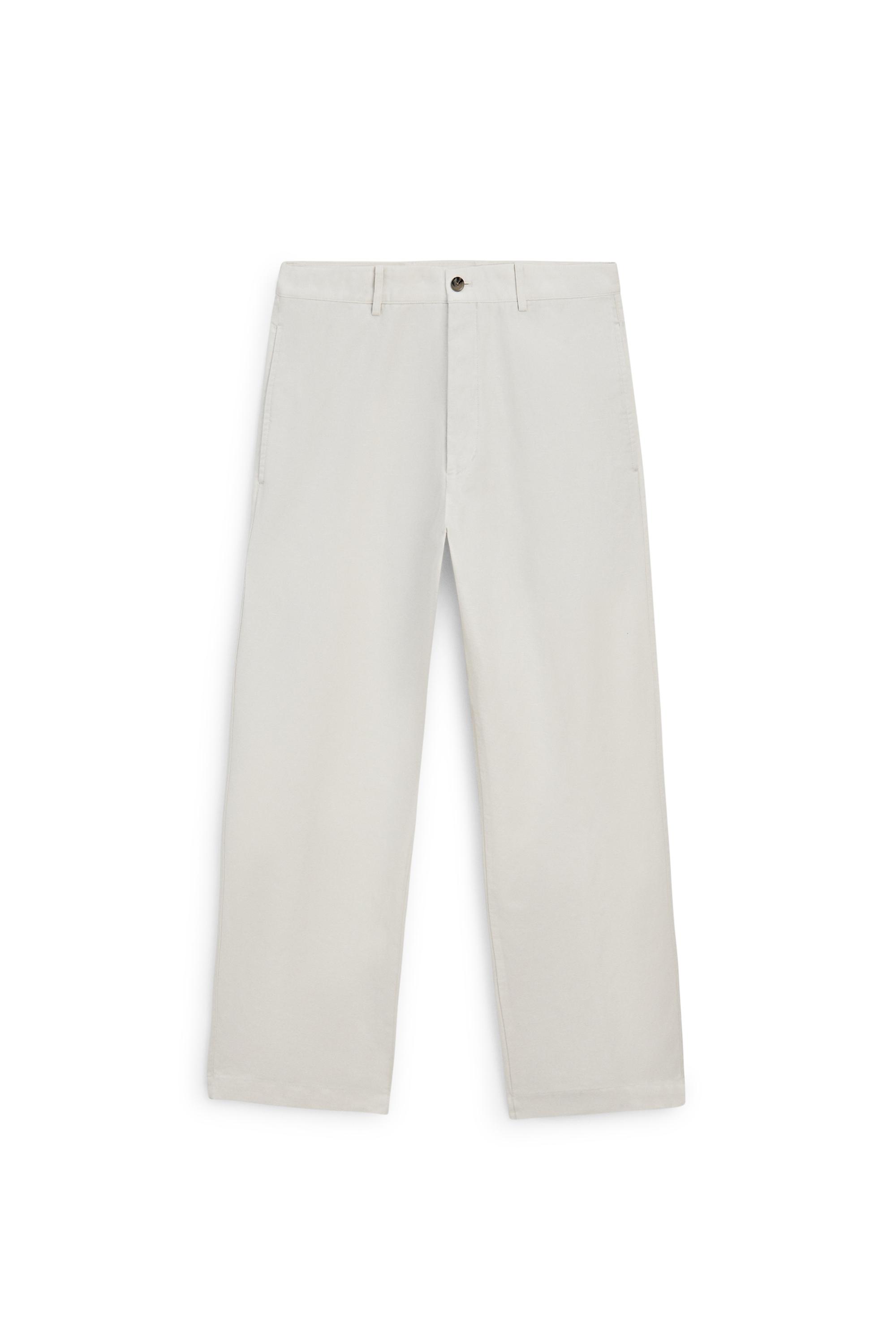 Cotton and linen tapered fit trousers — Off white