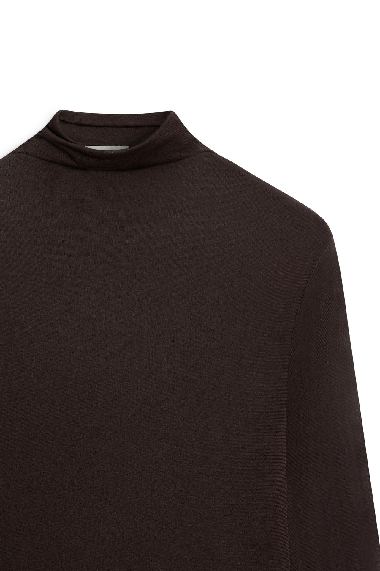 100% silk funnel neck T-shirt - LIMITED EDITION — Chocolate