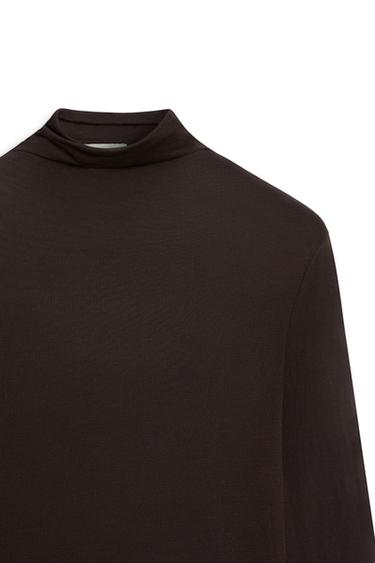 100% silk funnel neck T-shirt - LIMITED EDITION — Chocolate 9