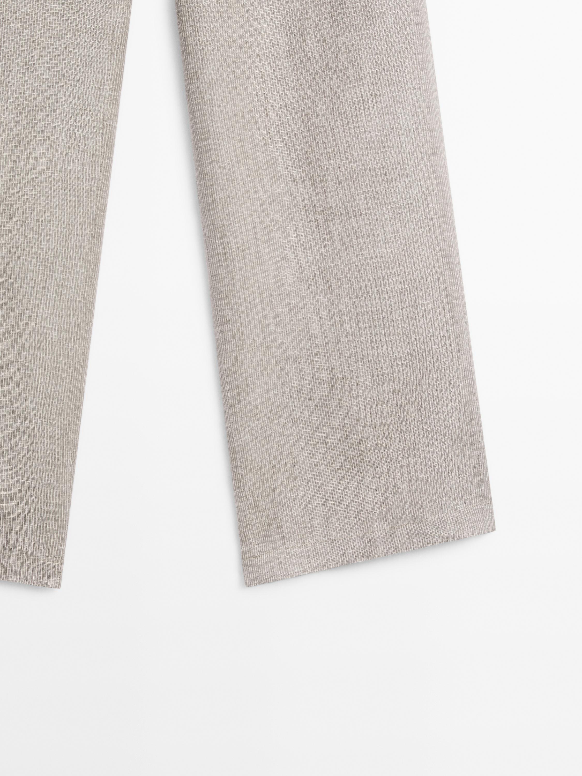 Pinstriped wide-leg linen trousers