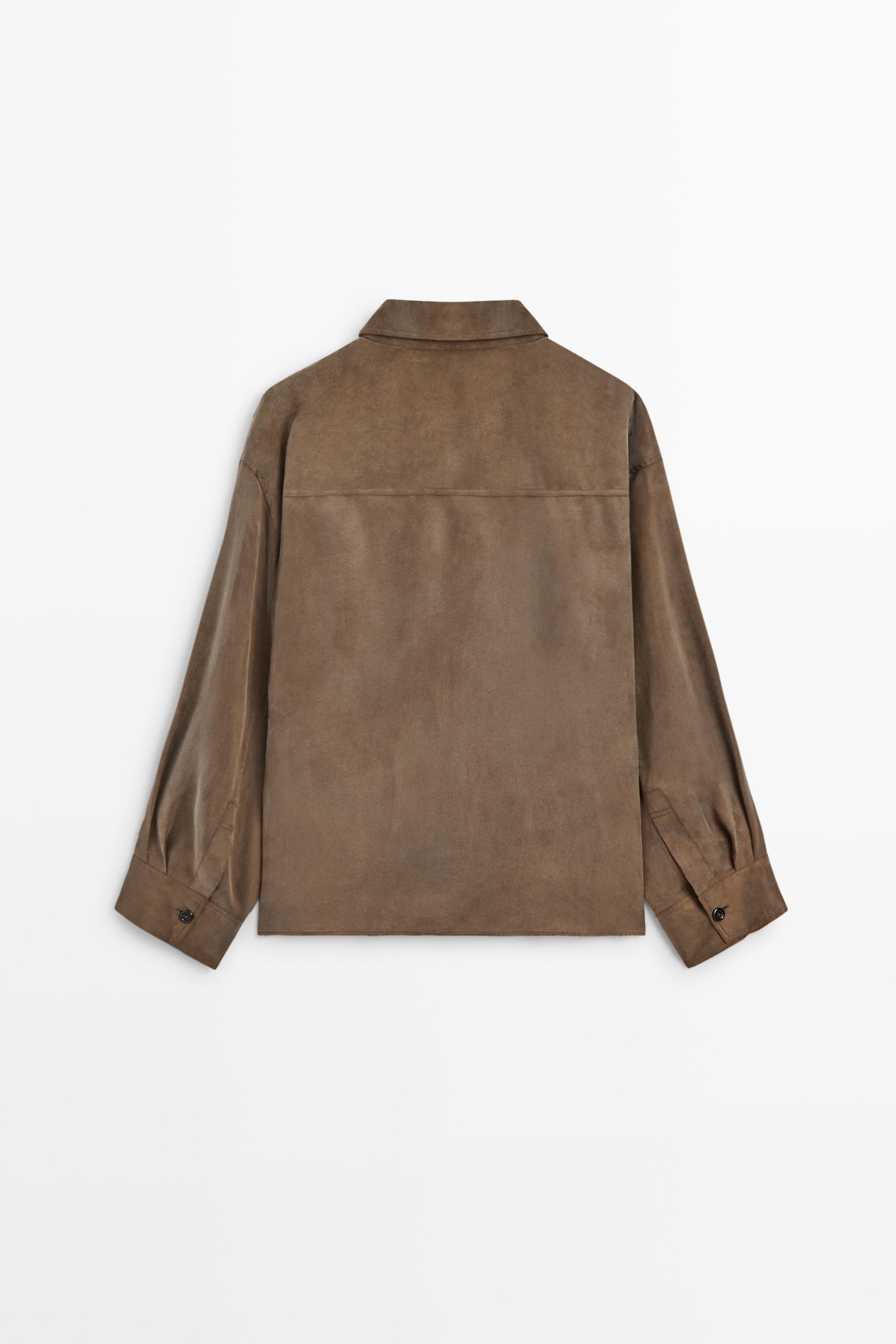 Flowing shirt with stand collar and bib detail - thumbnail 6