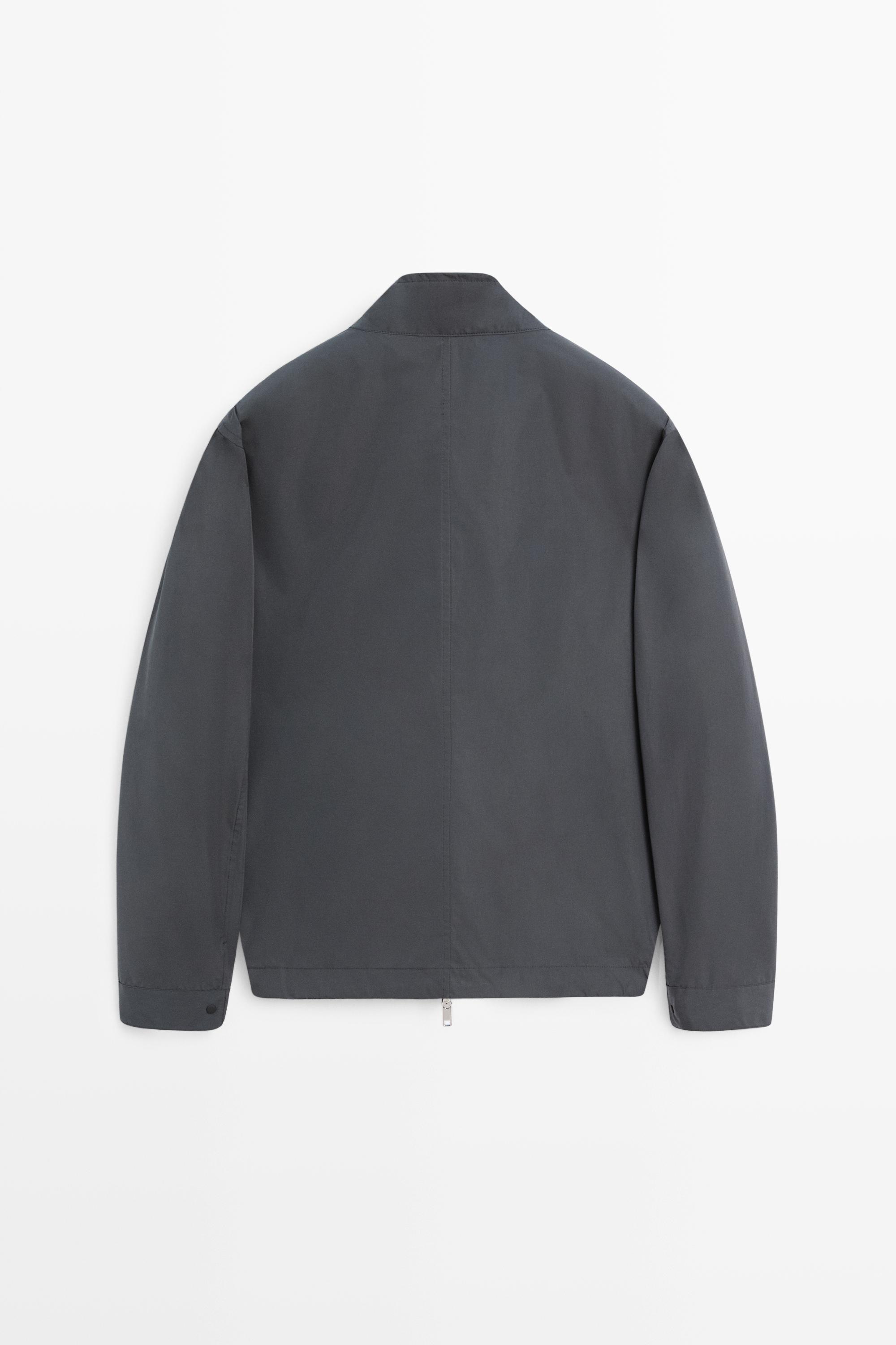 High neck jacket with pocket details — DARK GREY