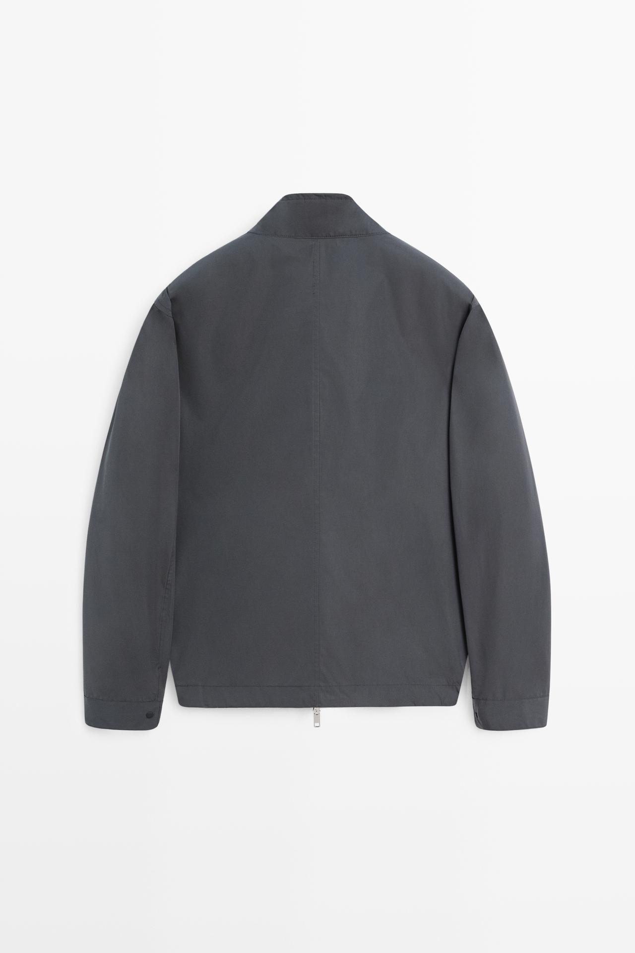 High neck jacket with pocket details — DARK GREY