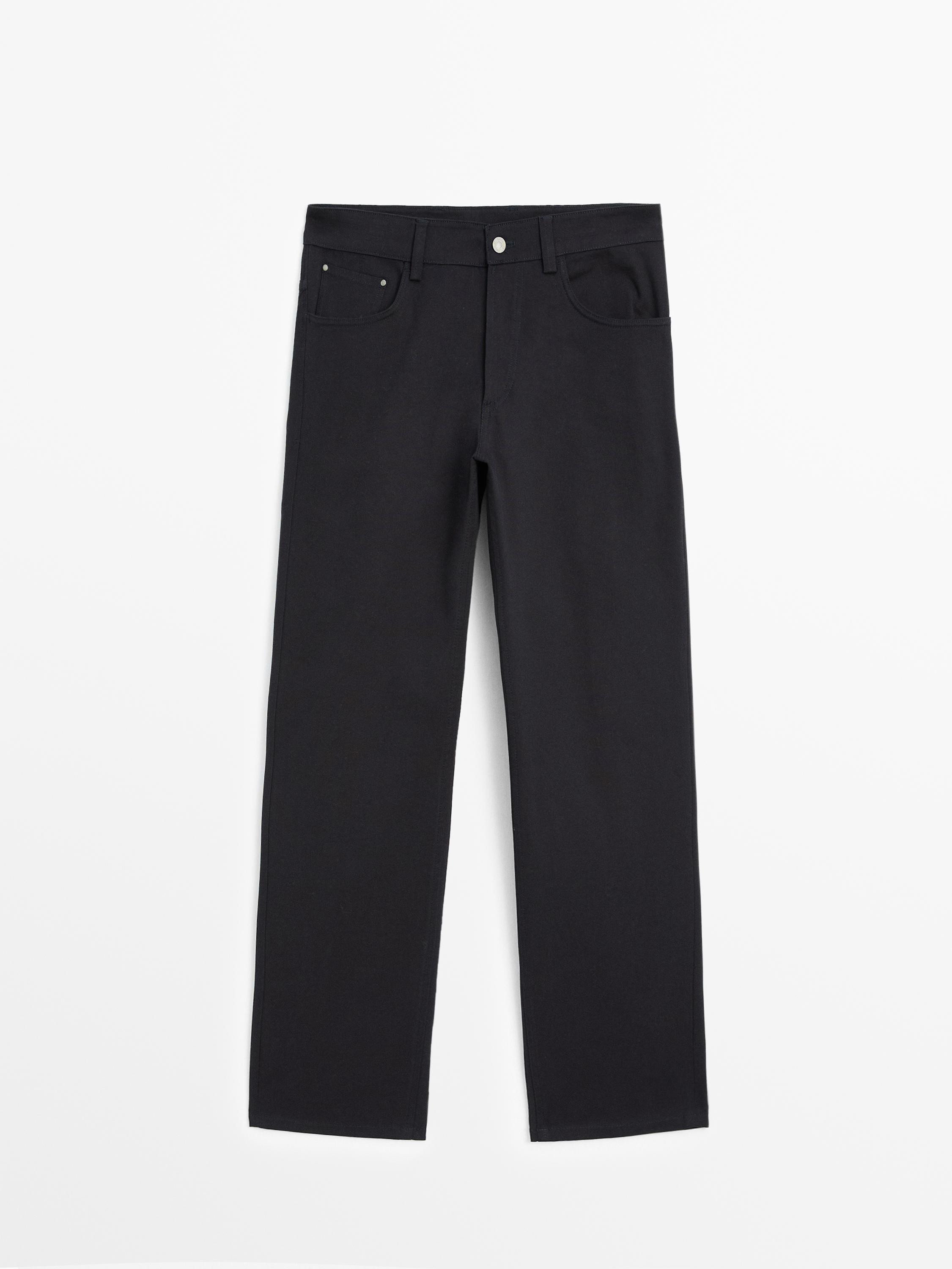Cotton blend tapered fit jeans · Navy Blue, Stone, Khaki · Dressy ...