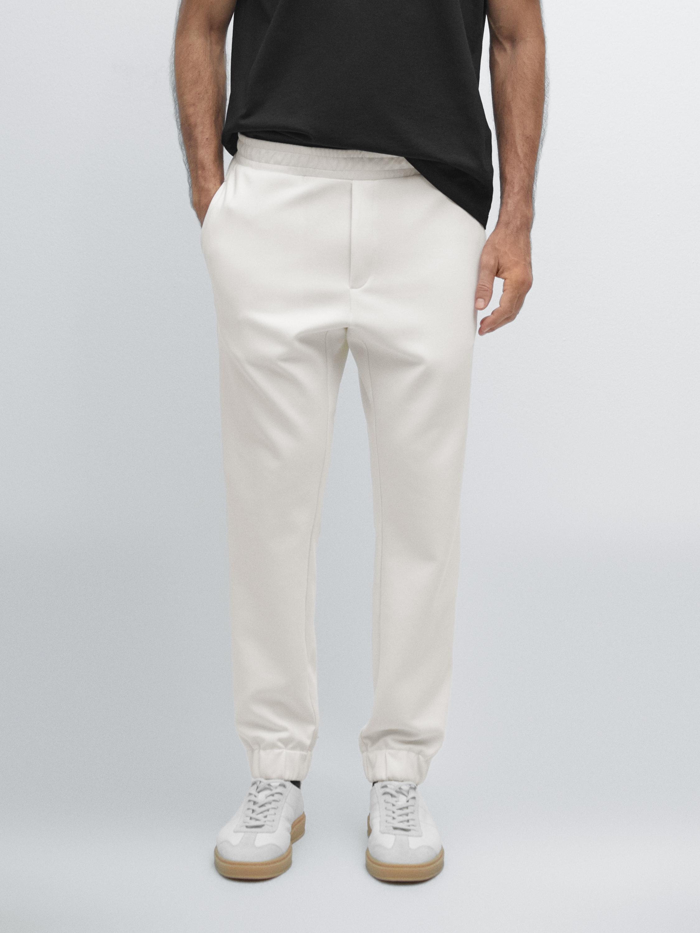 Cotton blend jogger fit trousers
